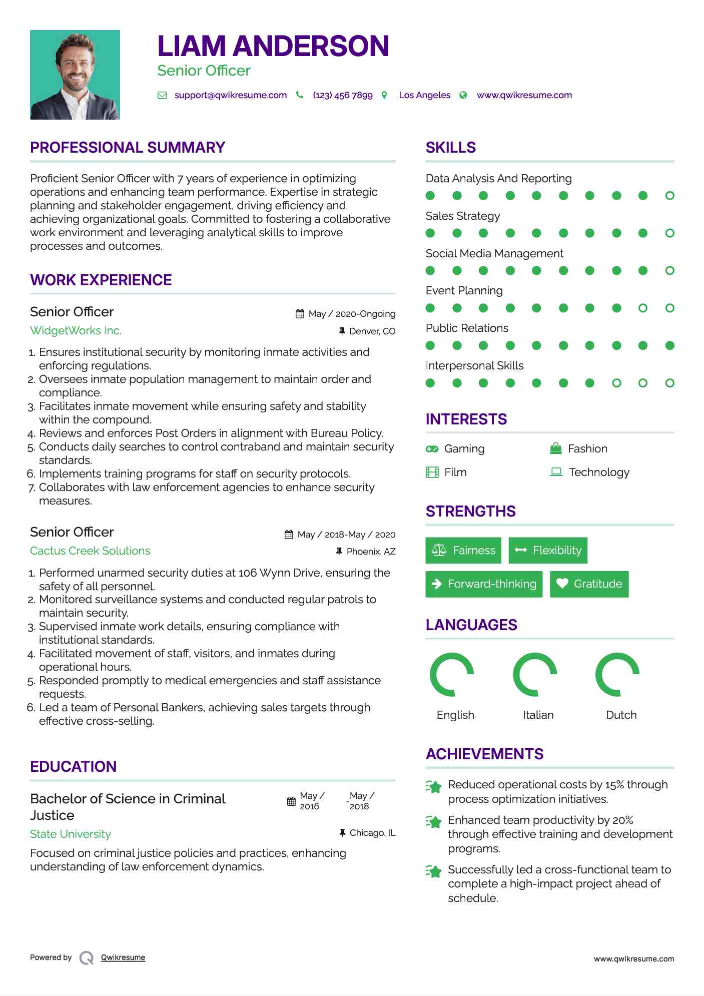 Senior Officer Resume Format