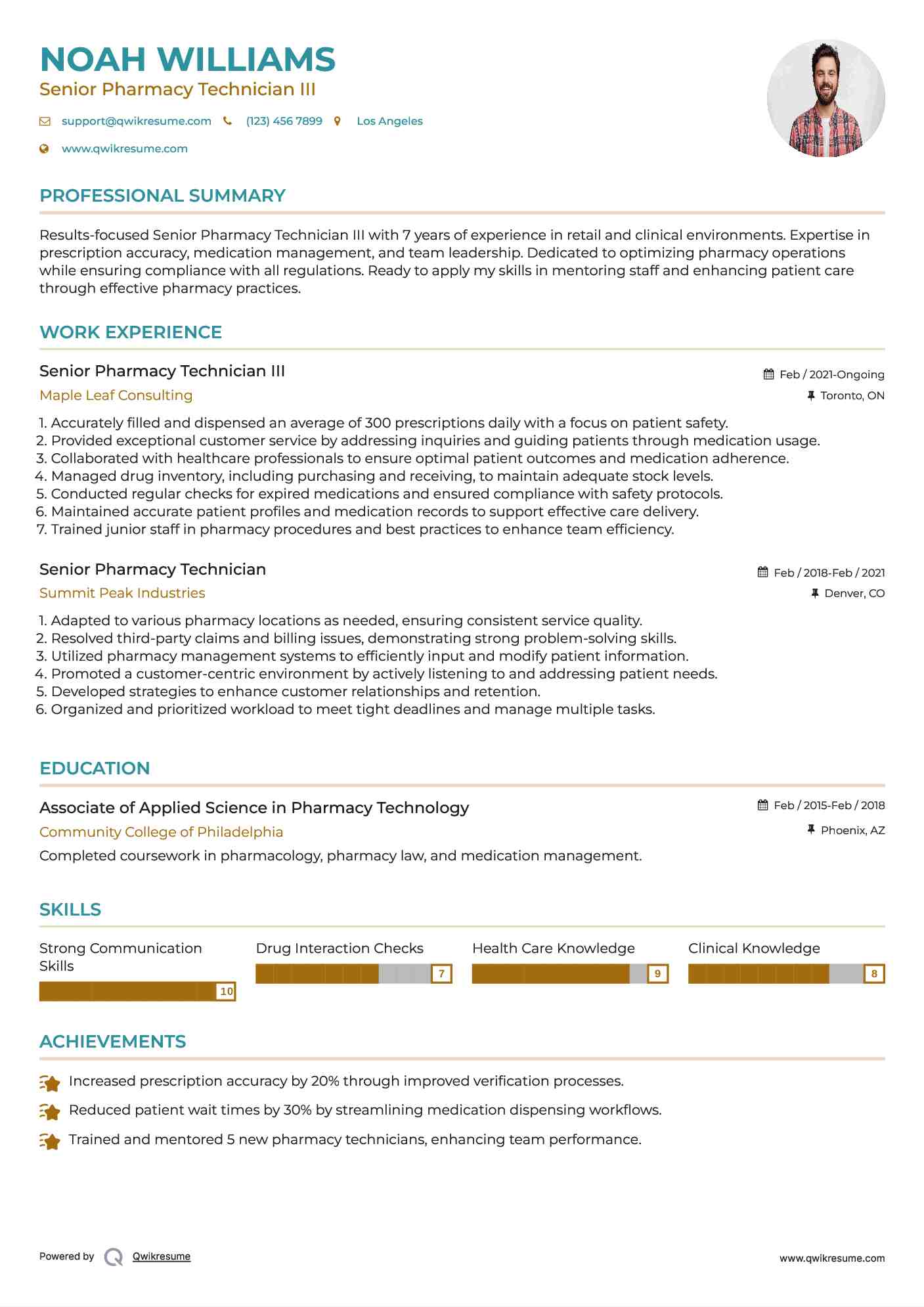 Senior Pharmacy Technician III Resume Template