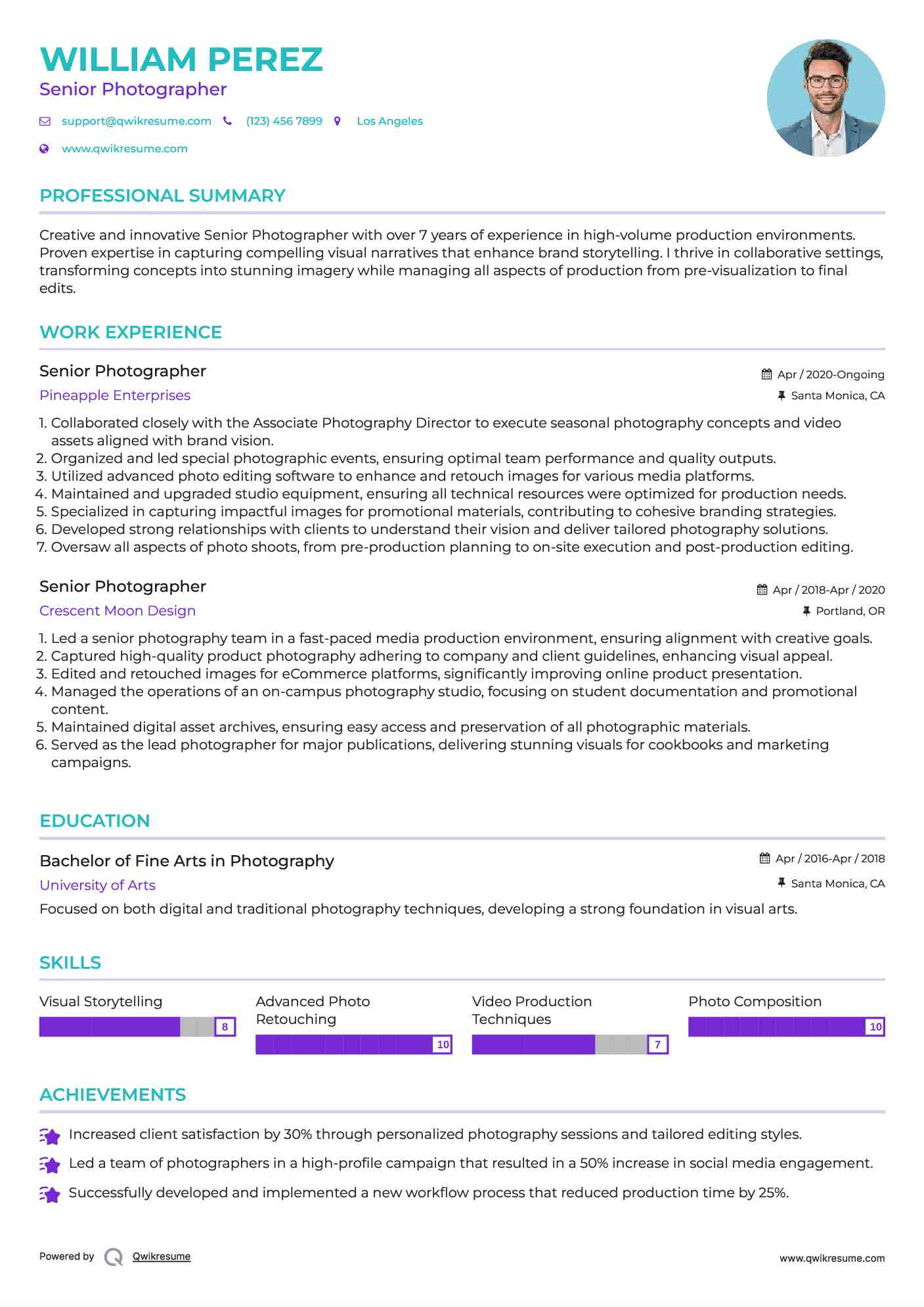 Senior Photographer Resume Model