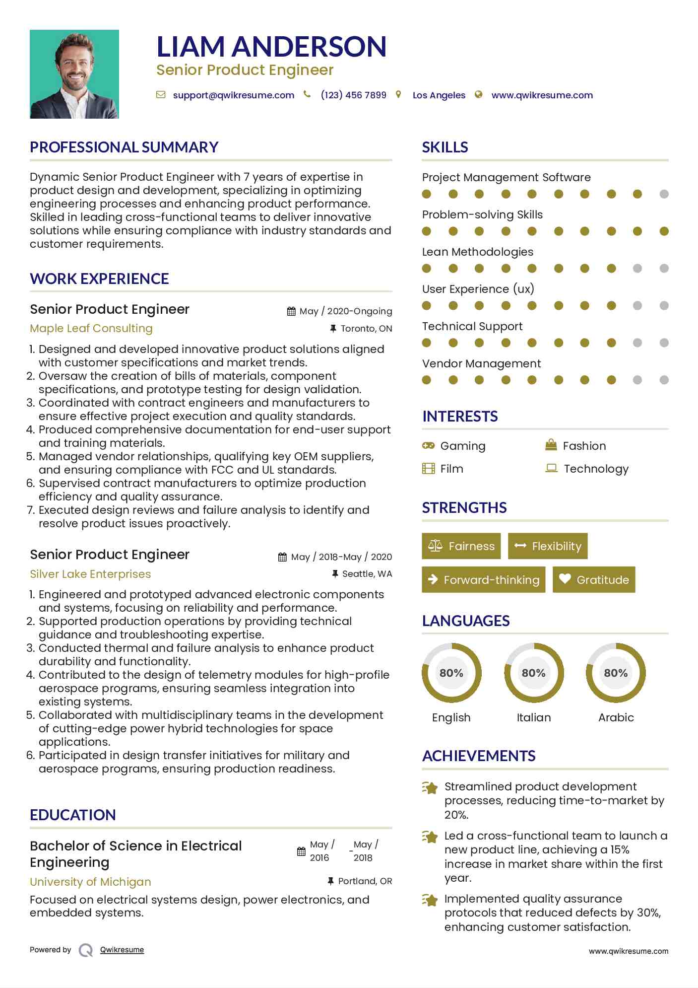 Senior Product Engineer Resume Format