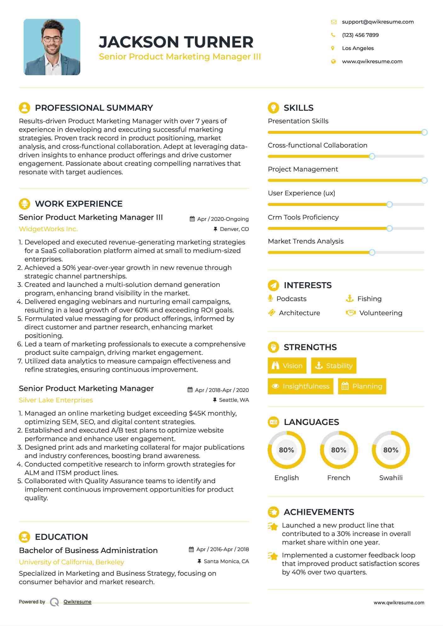 Senior Product Marketing Manager III Resume Sample