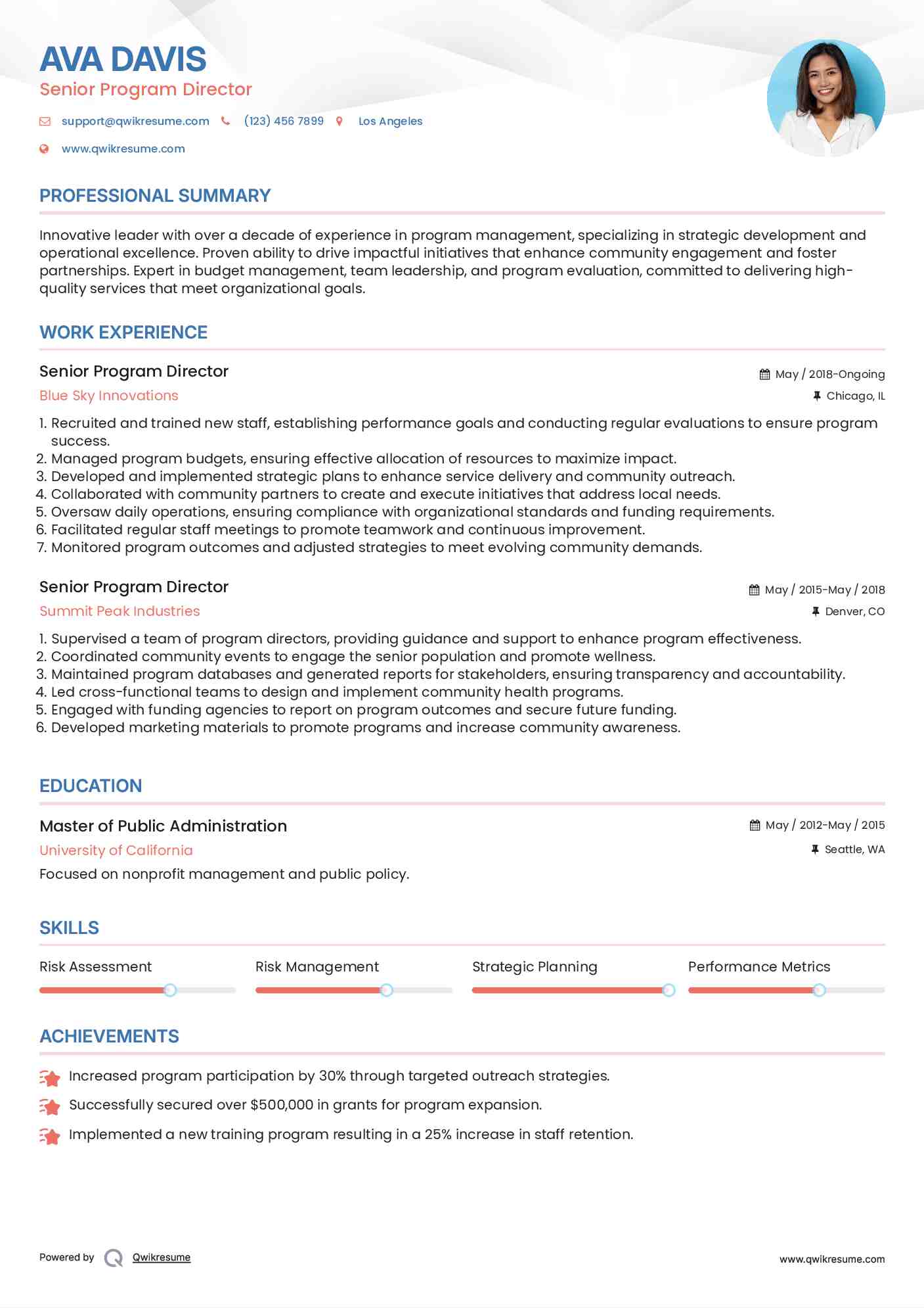 Senior Program Director Resume Model