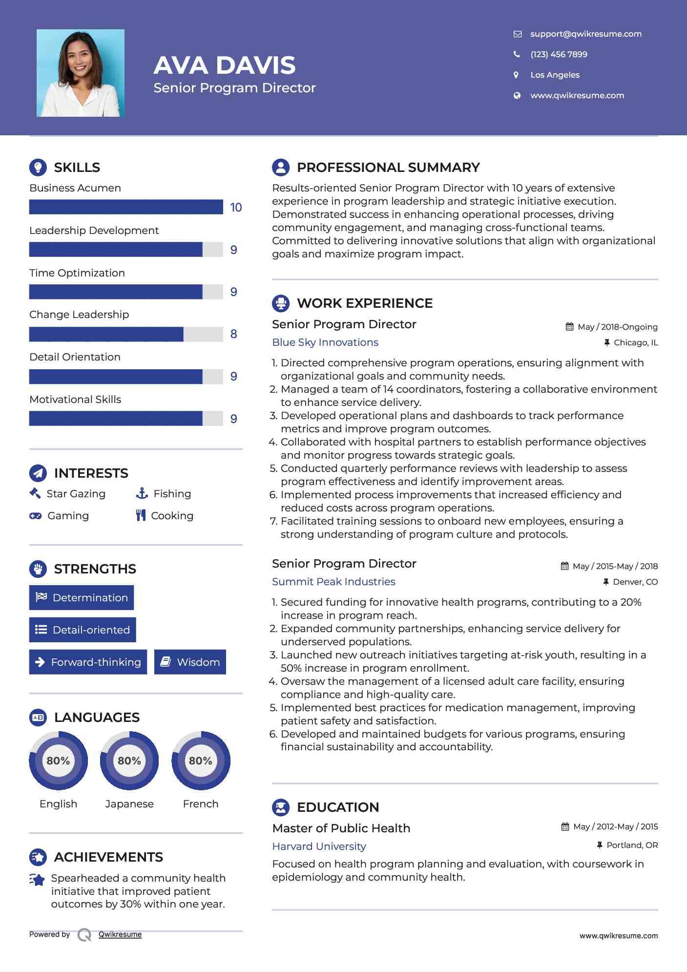 Senior Program Director Resume Model