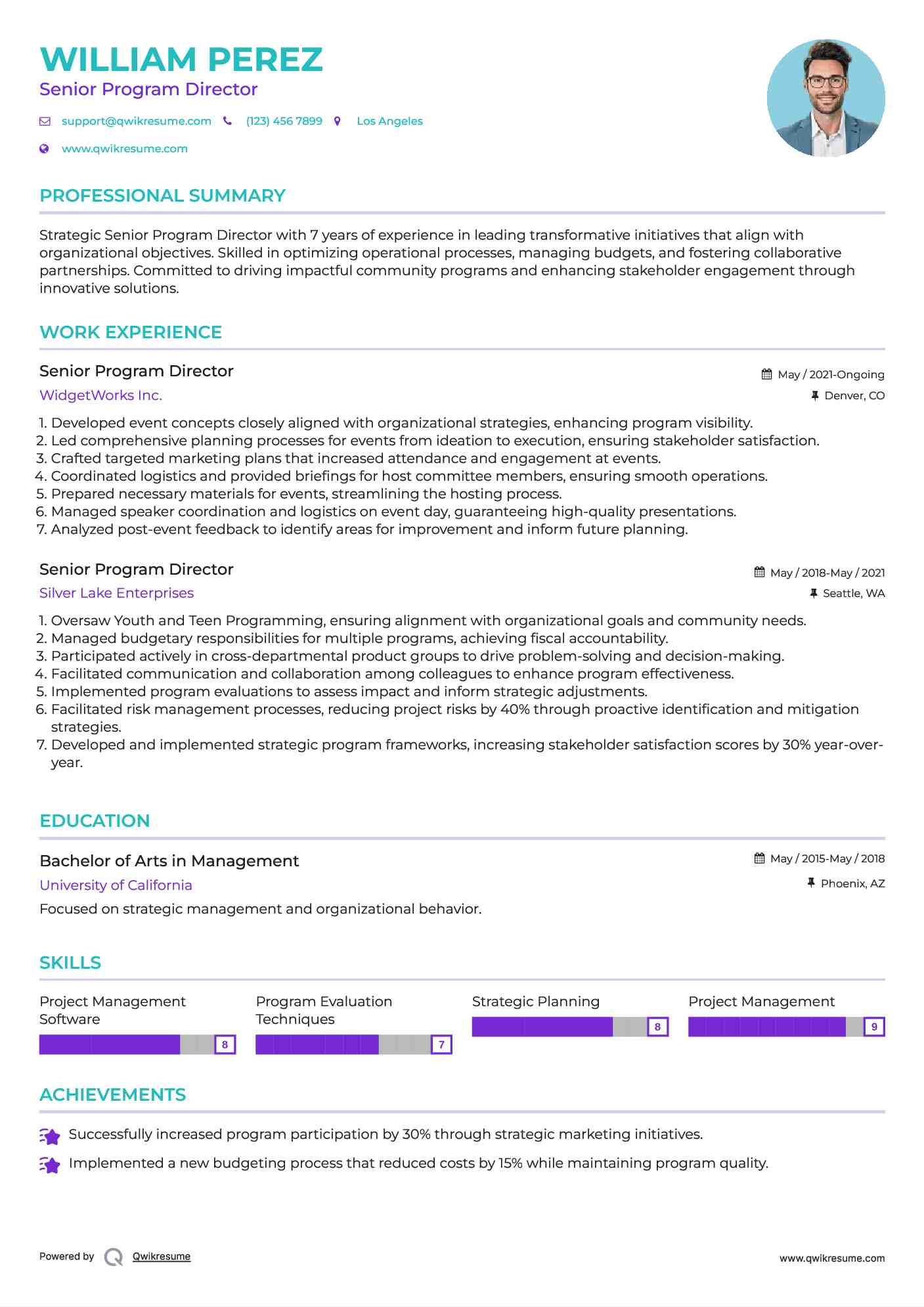 Senior Program Director Resume Format