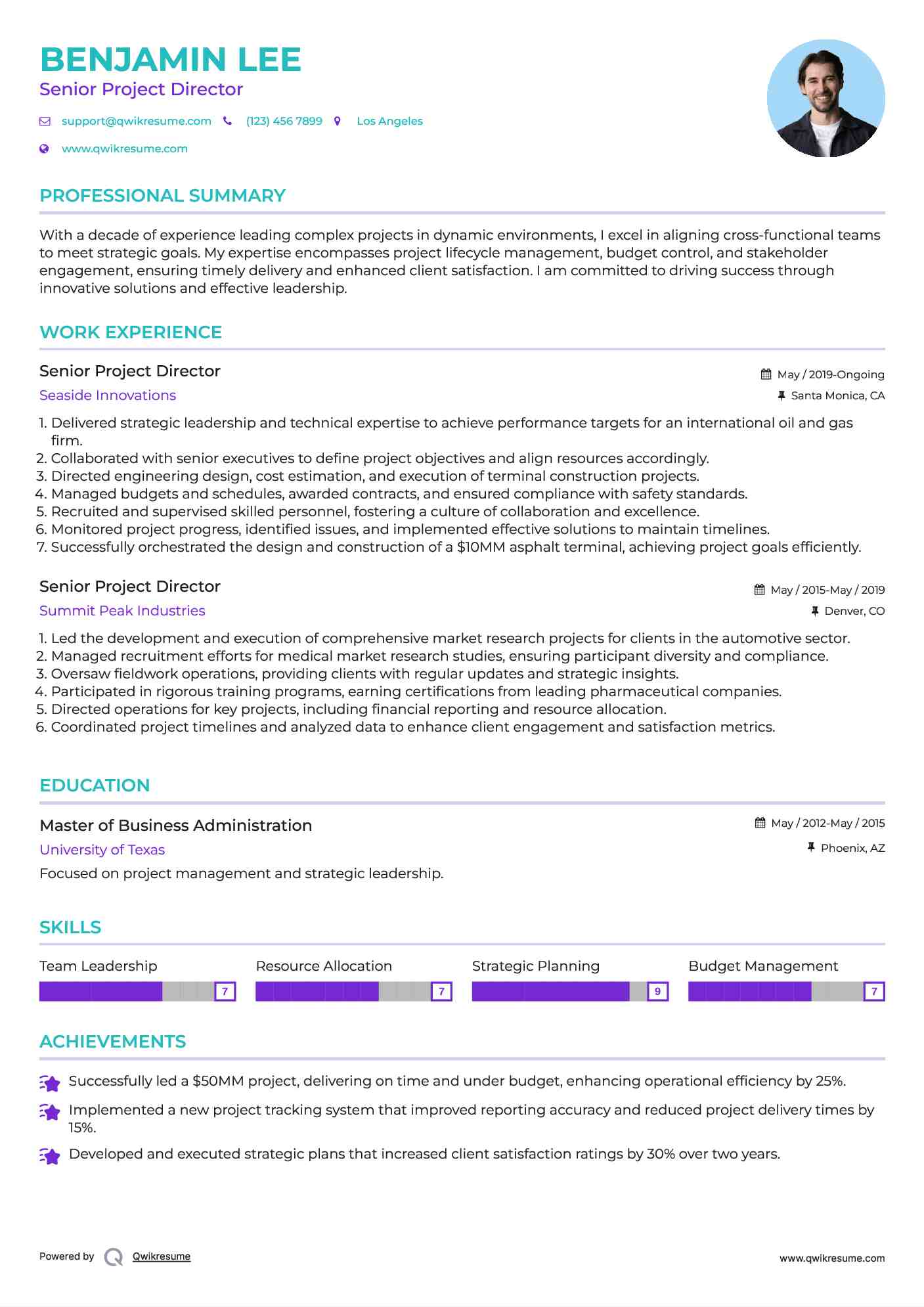 Senior Project Director Resume Template