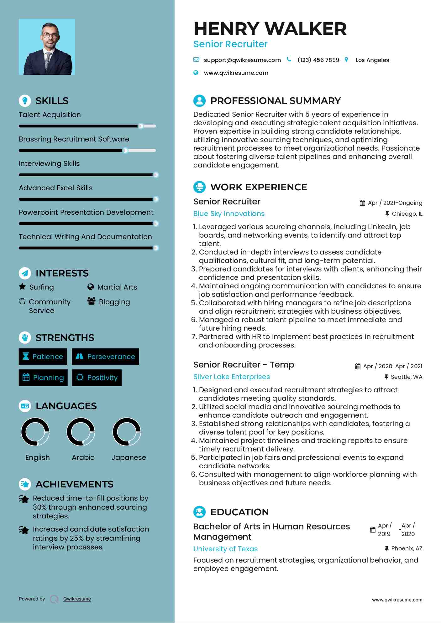 Senior Recruiter Resume Model