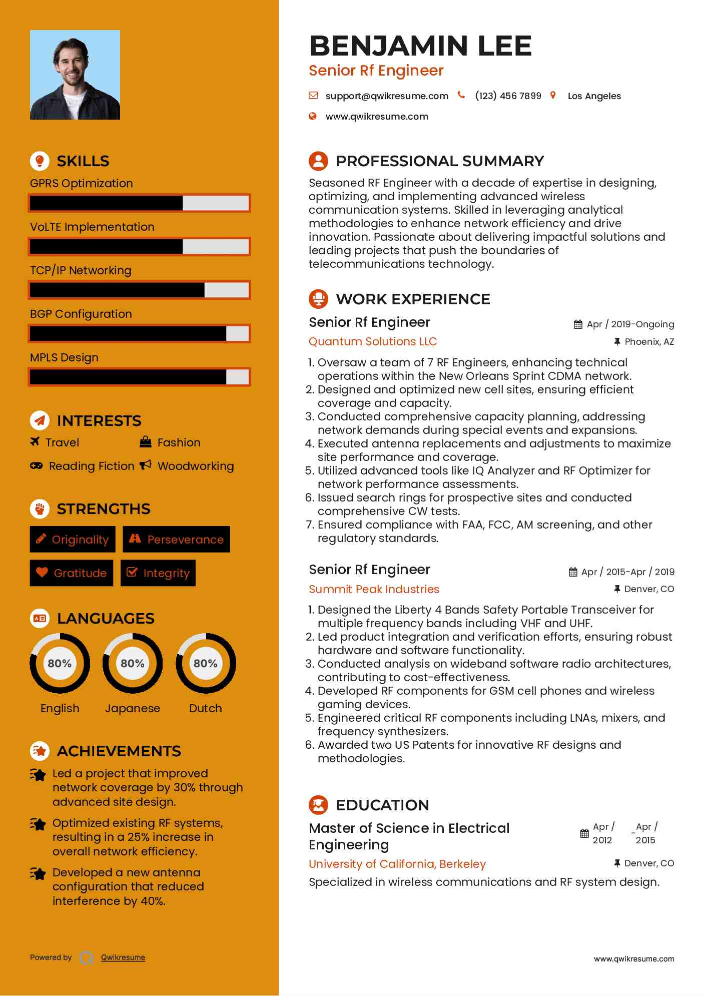 Senior Rf Engineer Resume Model