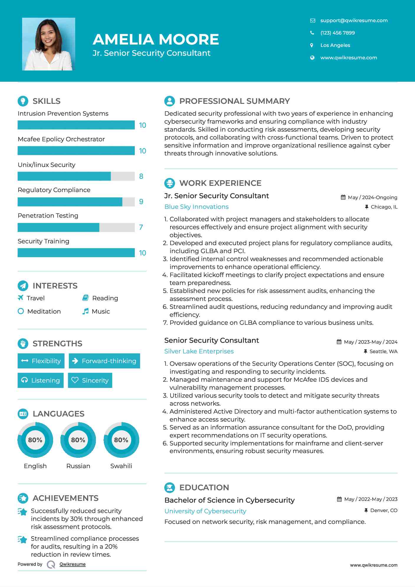 Jr. Senior Security Consultant Resume Template