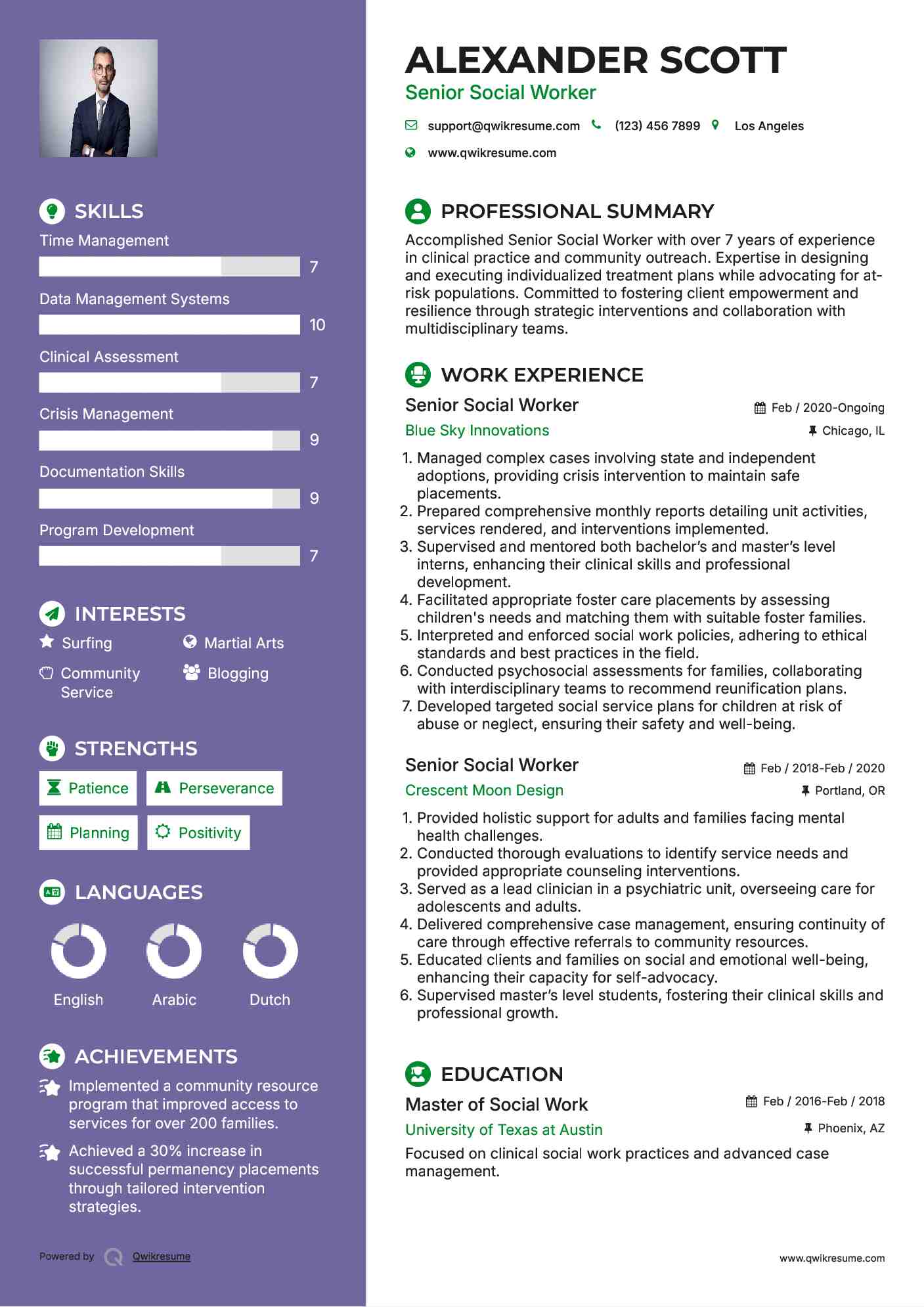 Senior Social Worker Resume Template