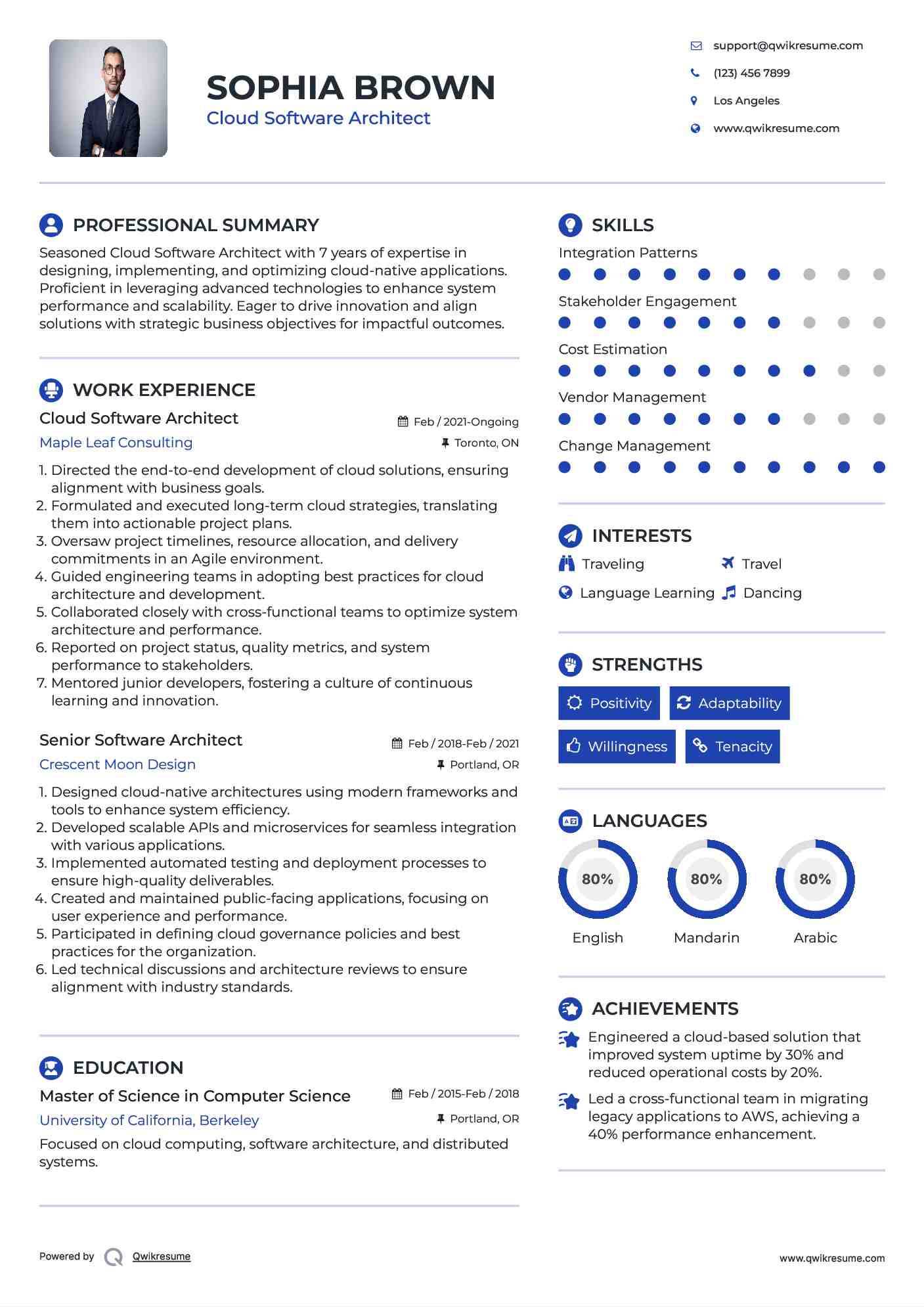 Cloud Software Architect Resume Sample