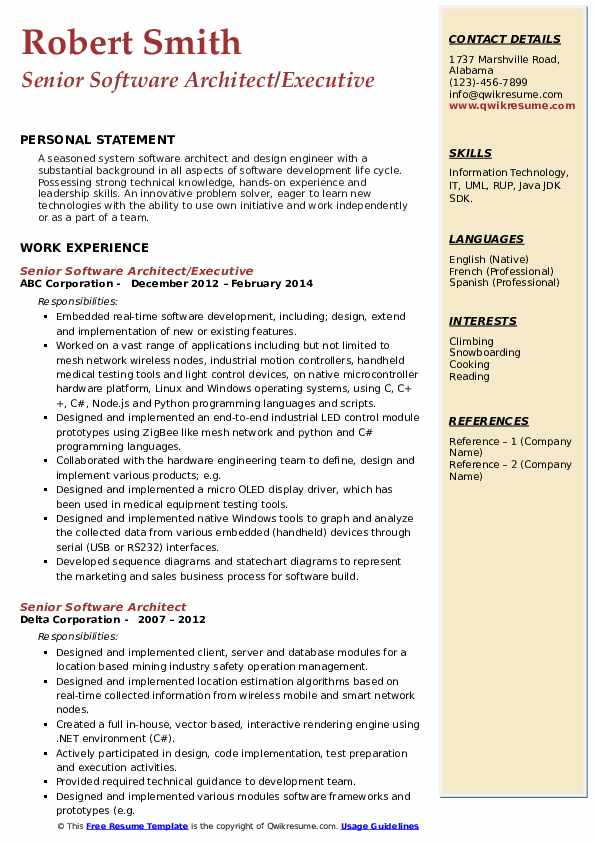 Senior Software Architect Resume - Senior Software Architect 1588675352 Pdf 