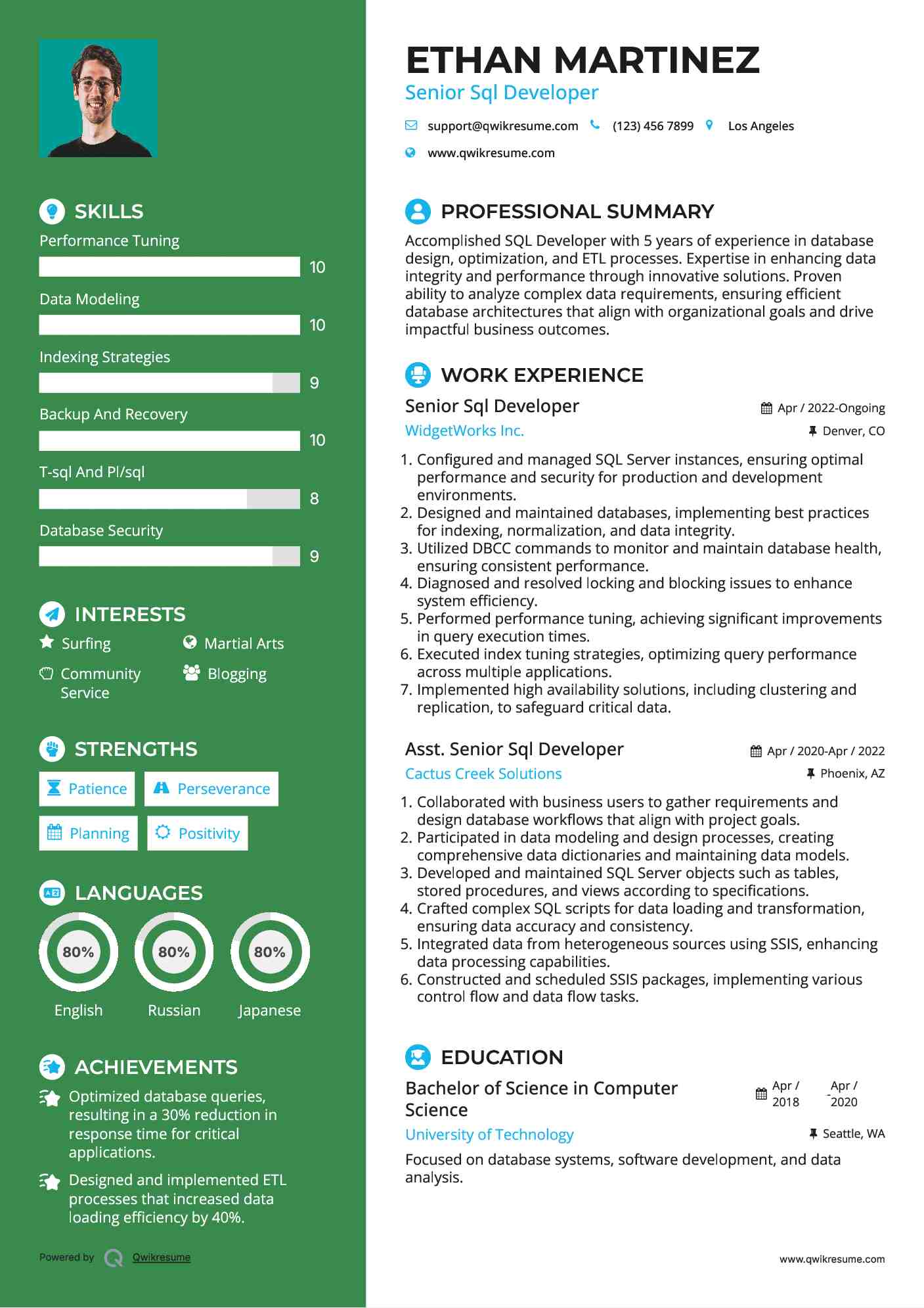 Senior Sql Developer Resume Model