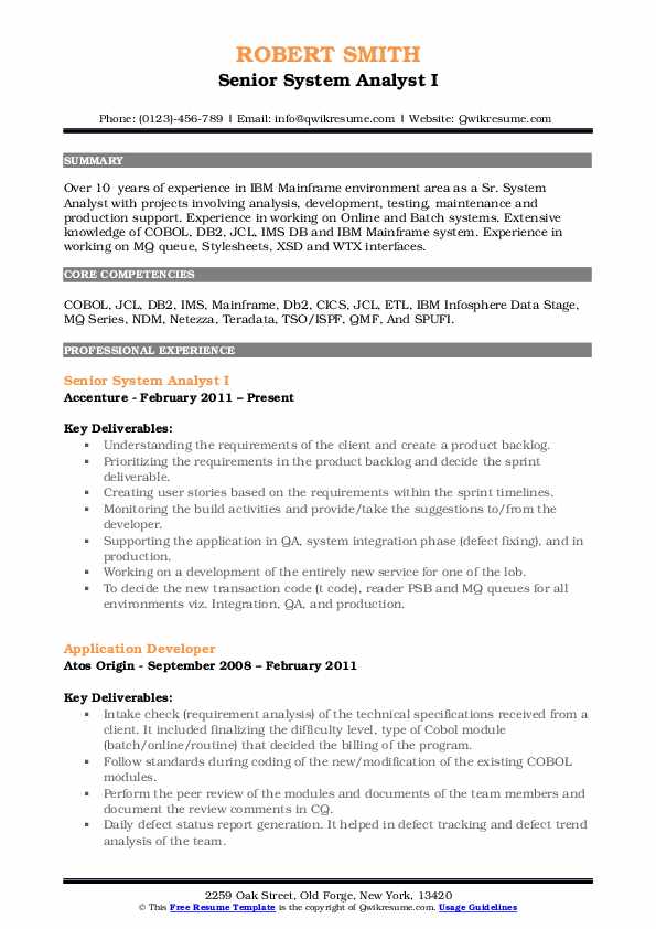 Senior System Analyst Resume Samples | QwikResume