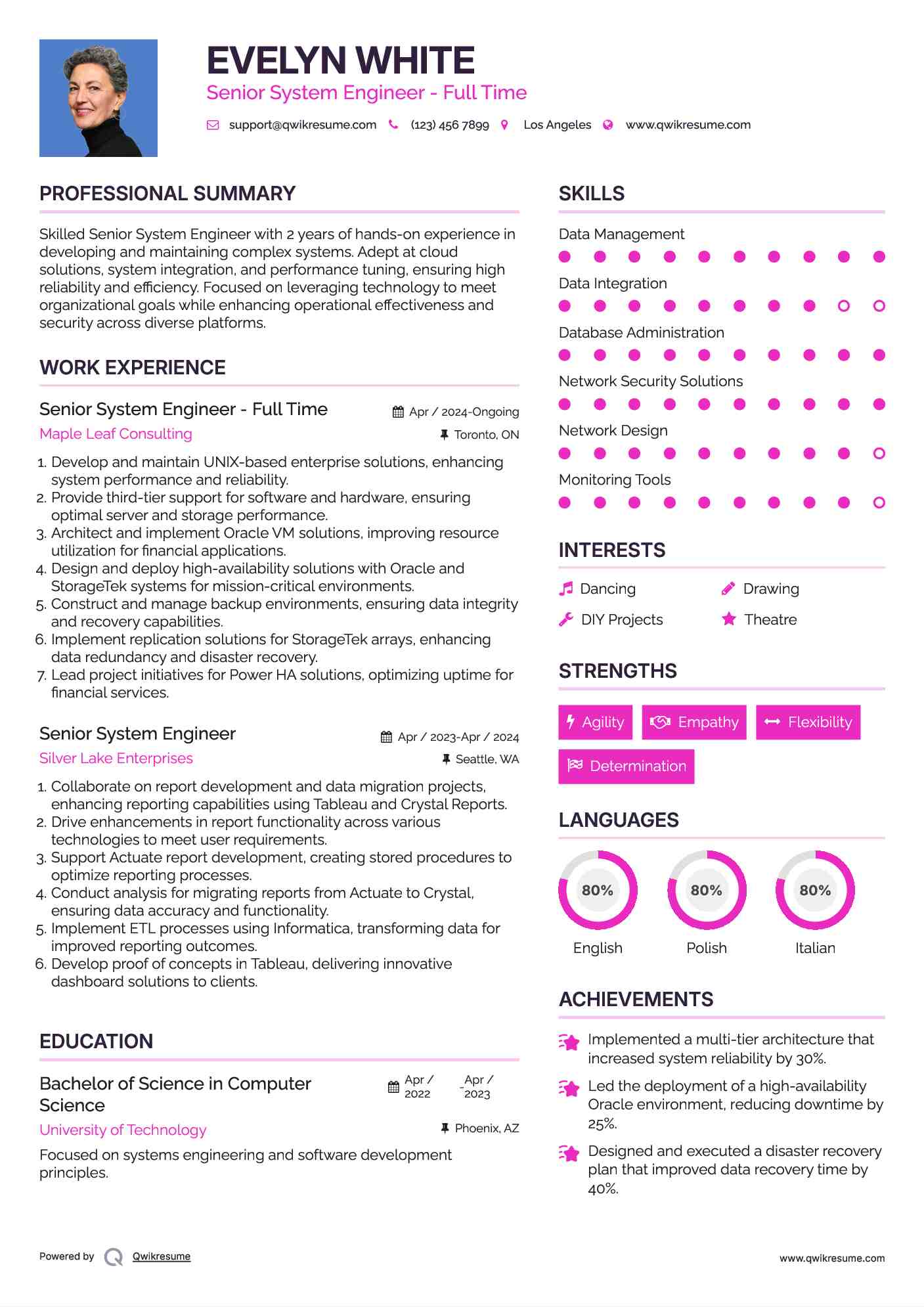 Senior System Engineer - Full Time Resume Format