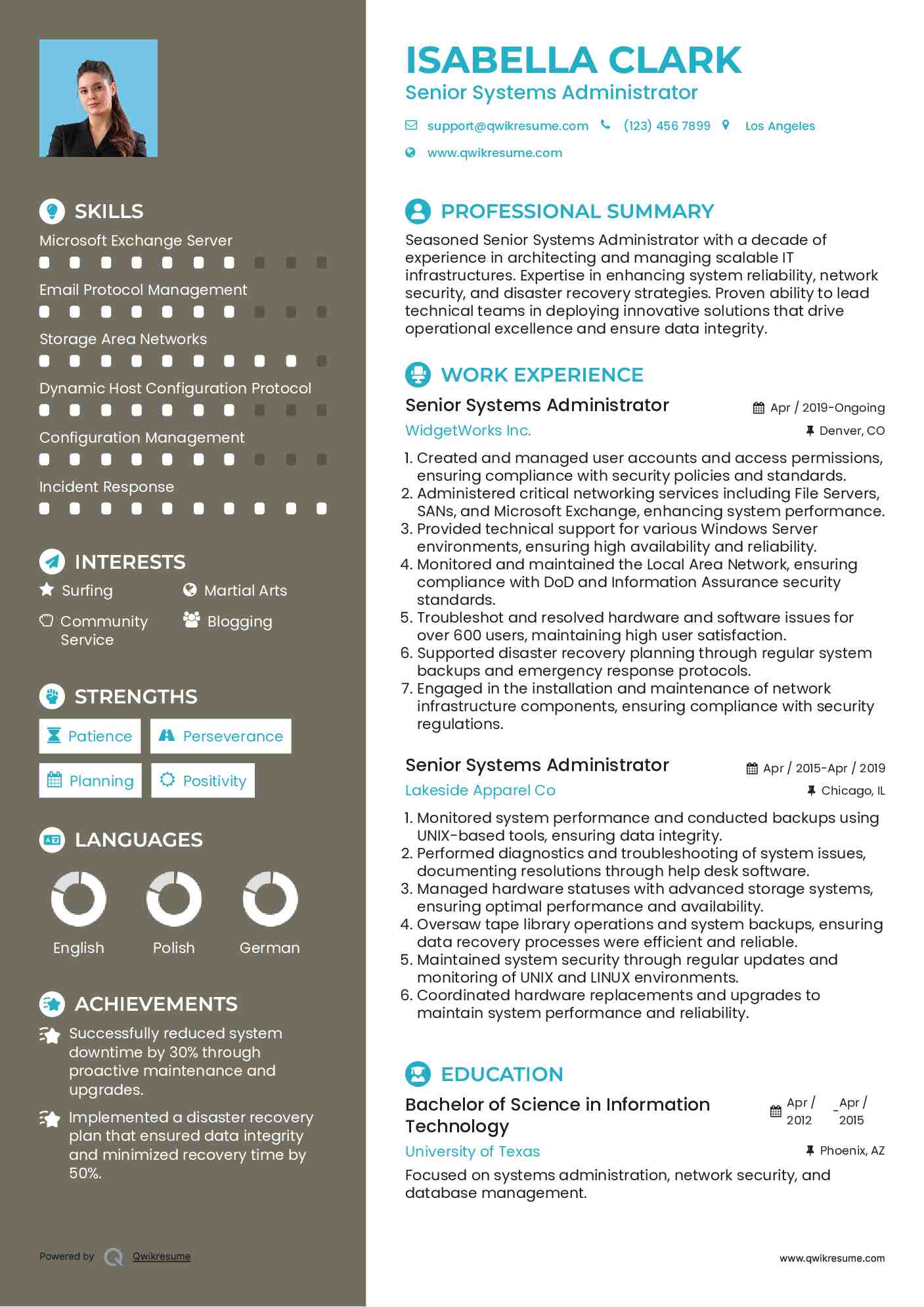 Senior Systems Administrator Resume Format