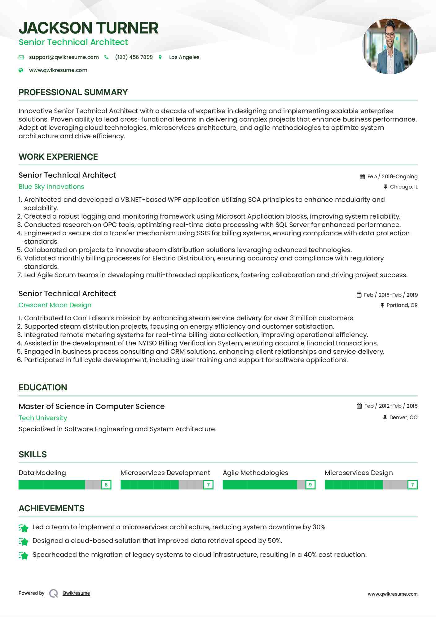Senior Technical Architect Resume Template