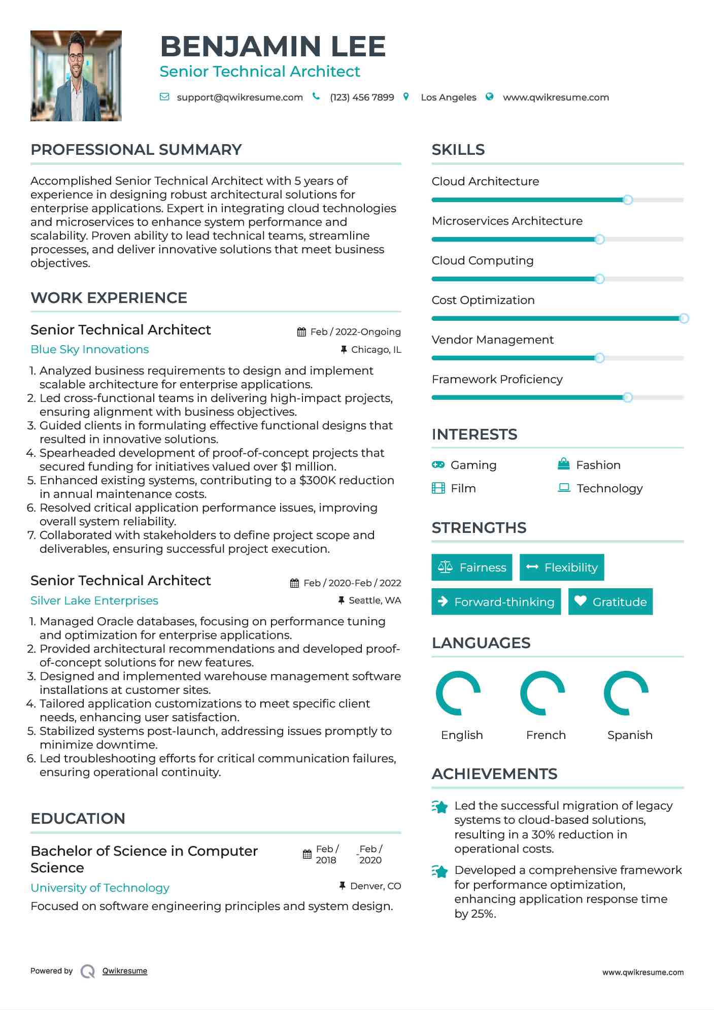 Senior Technical Architect Resume Template
