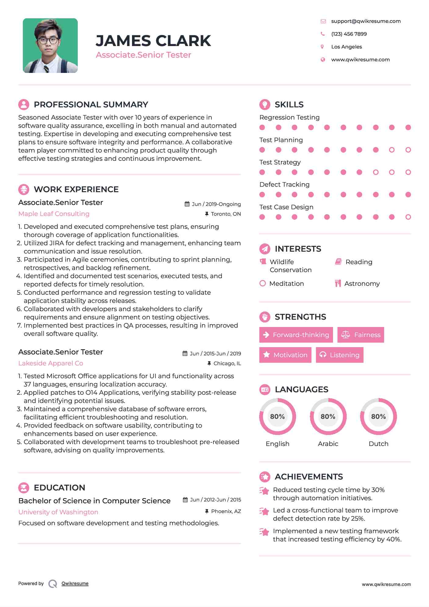 Associate.Senior Tester Resume Template