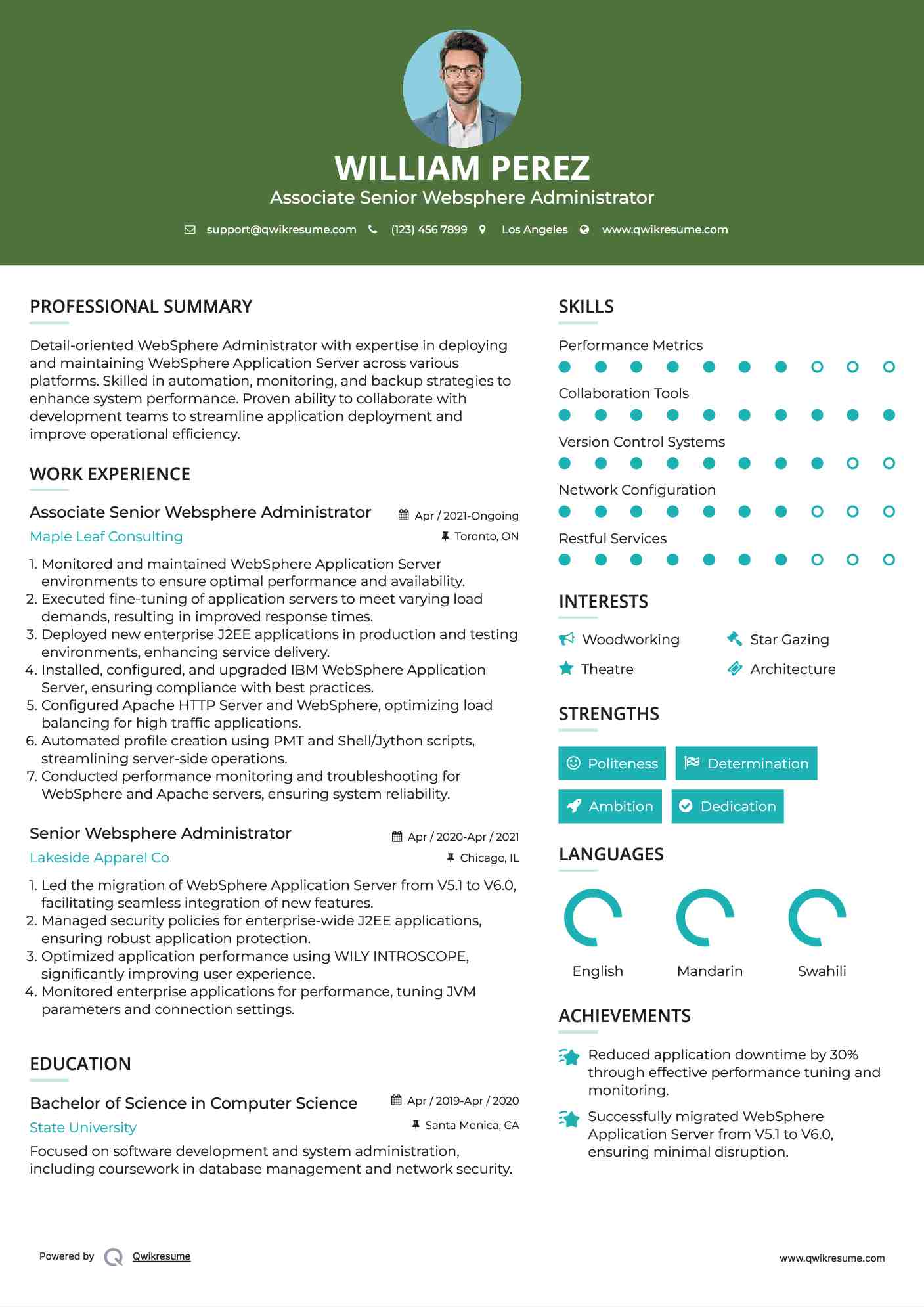 TWS specialist resume - May  aix resume websphere