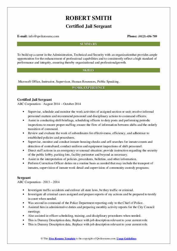 Sergeant Resume Samples QwikResume