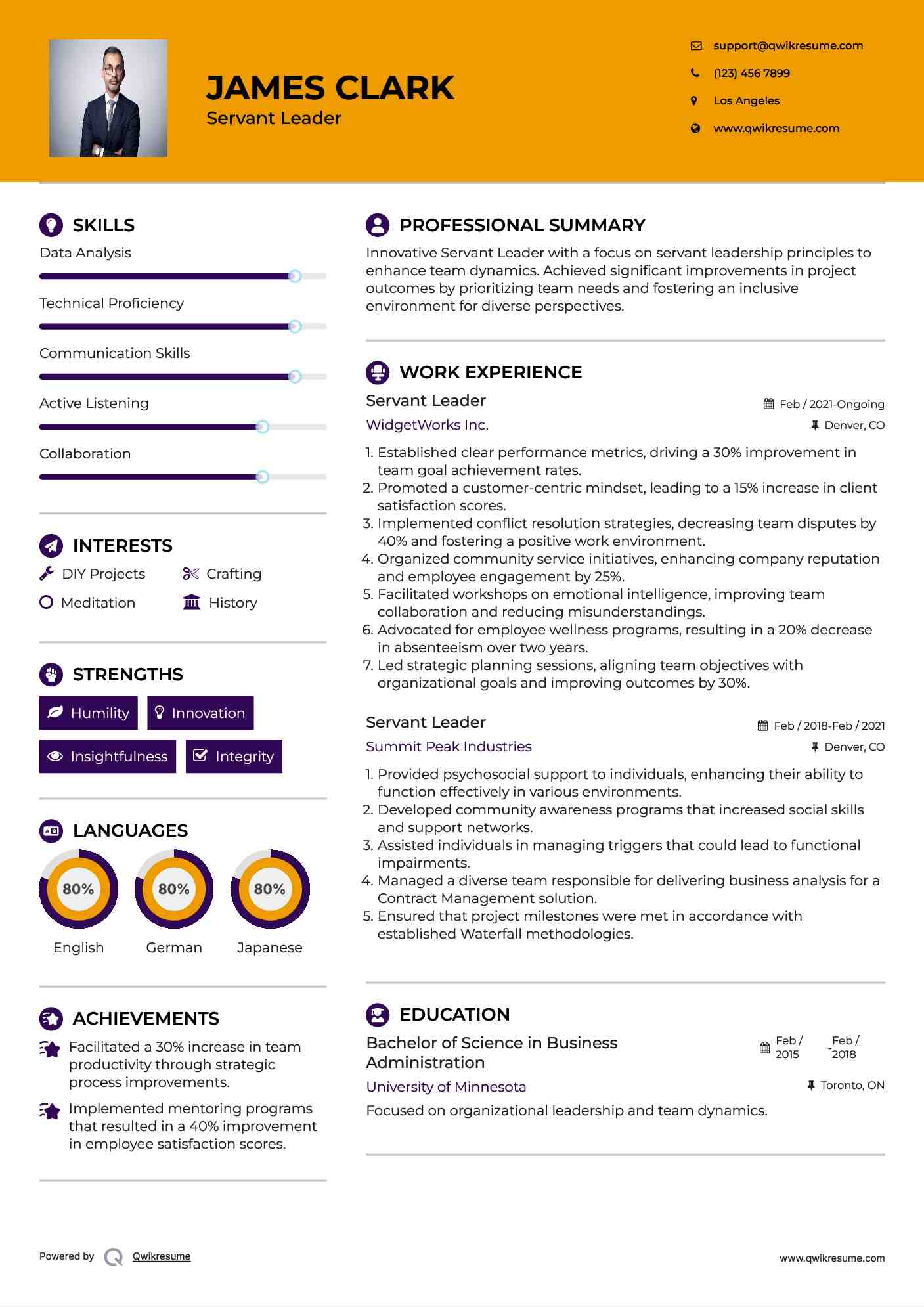 Servant Leader Resume Template