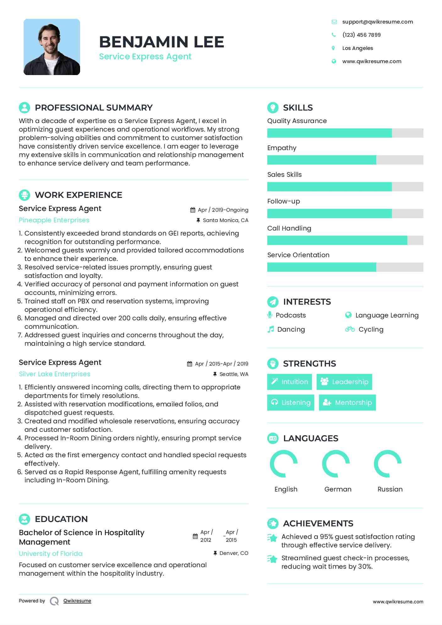 Service Express Agent Resume Format