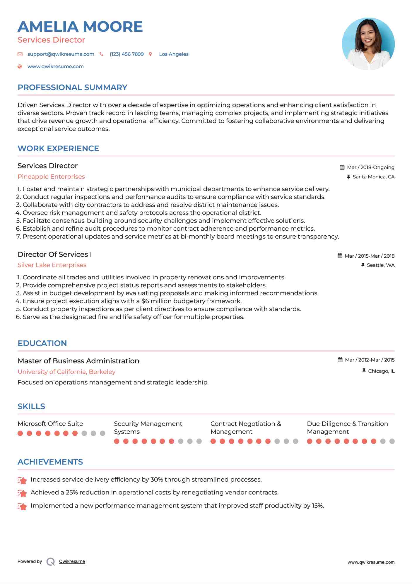 Services Director Resume Template