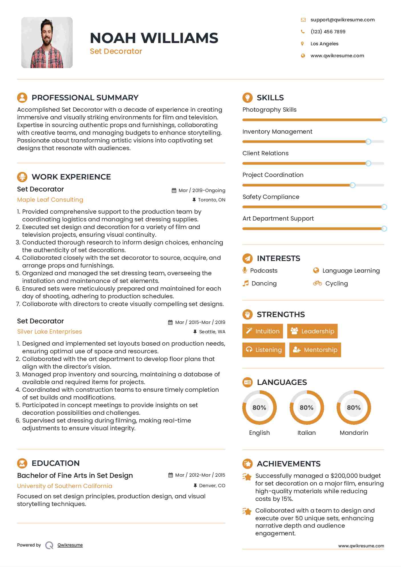 Set Decorator Resume Template