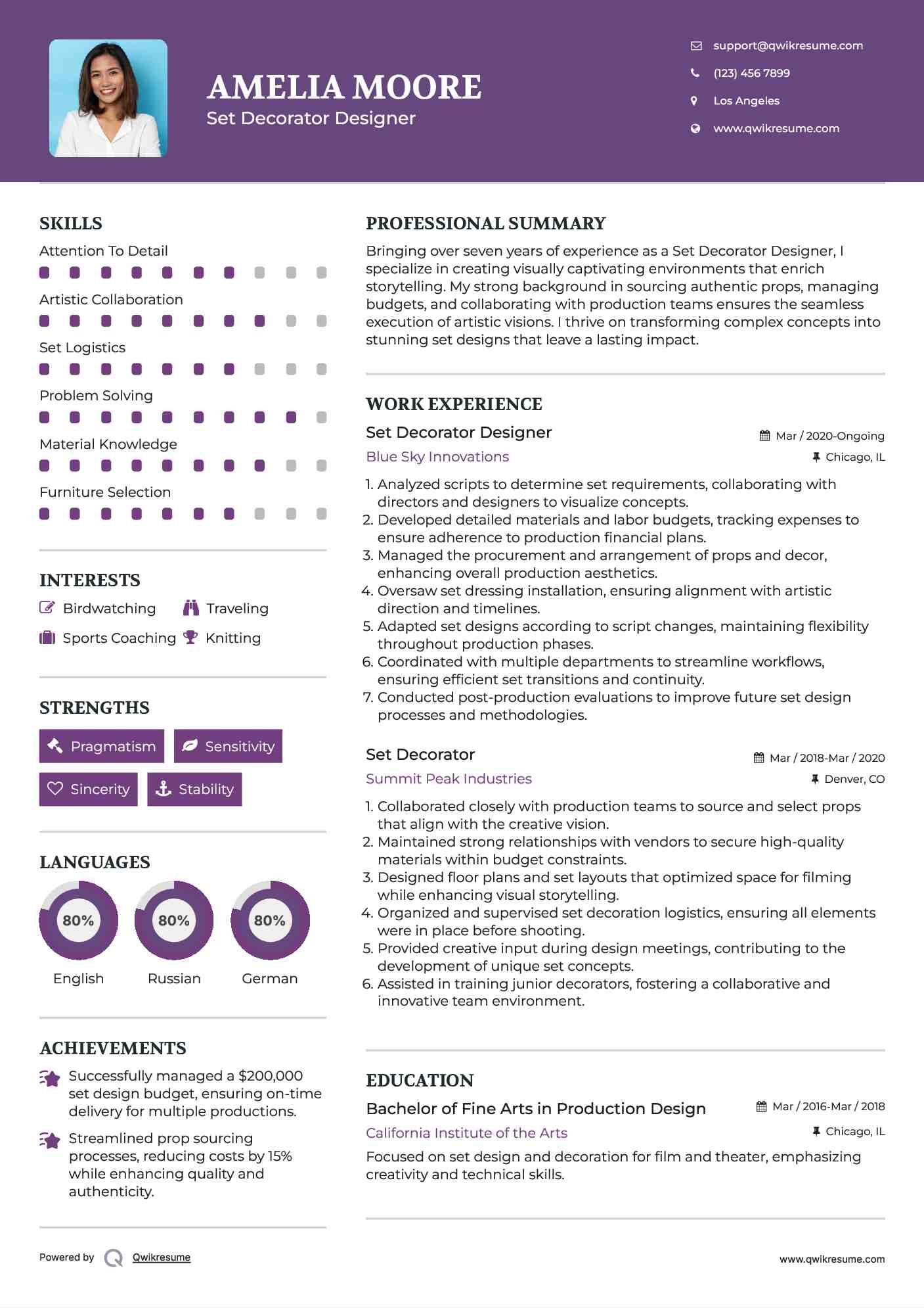 Set Decorator Designer Resume Format