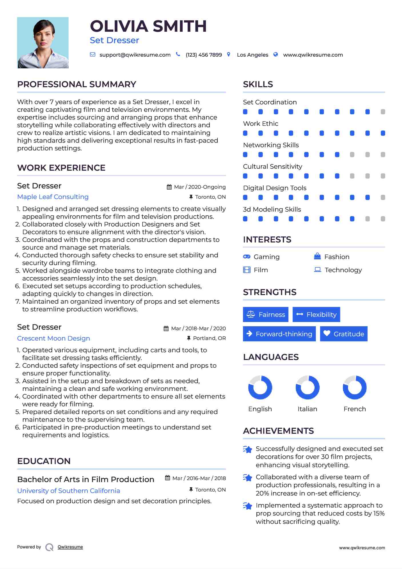 Set Dresser Resume Format