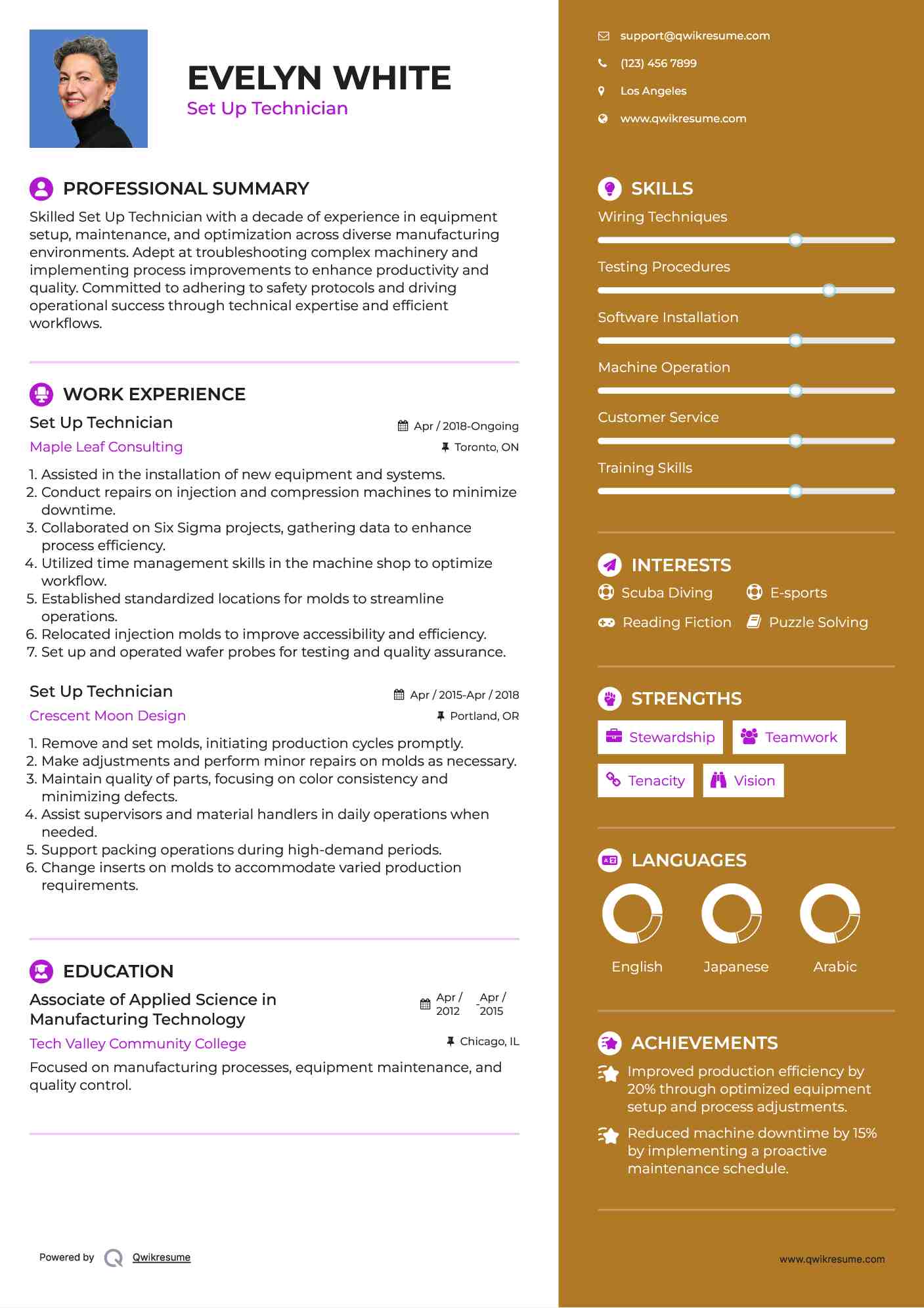 Set Up Technician Resume Template