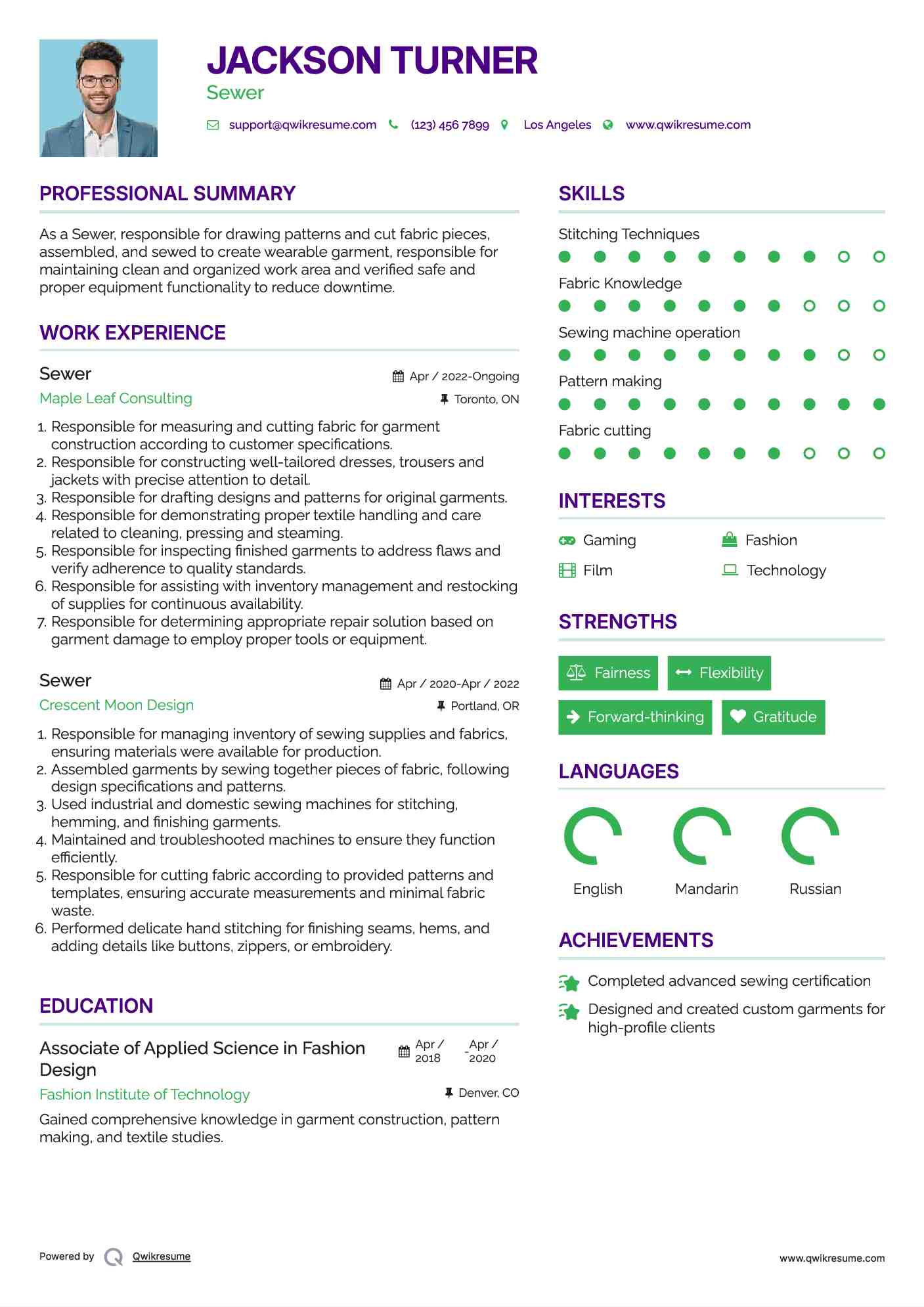 Sewer Resume Template