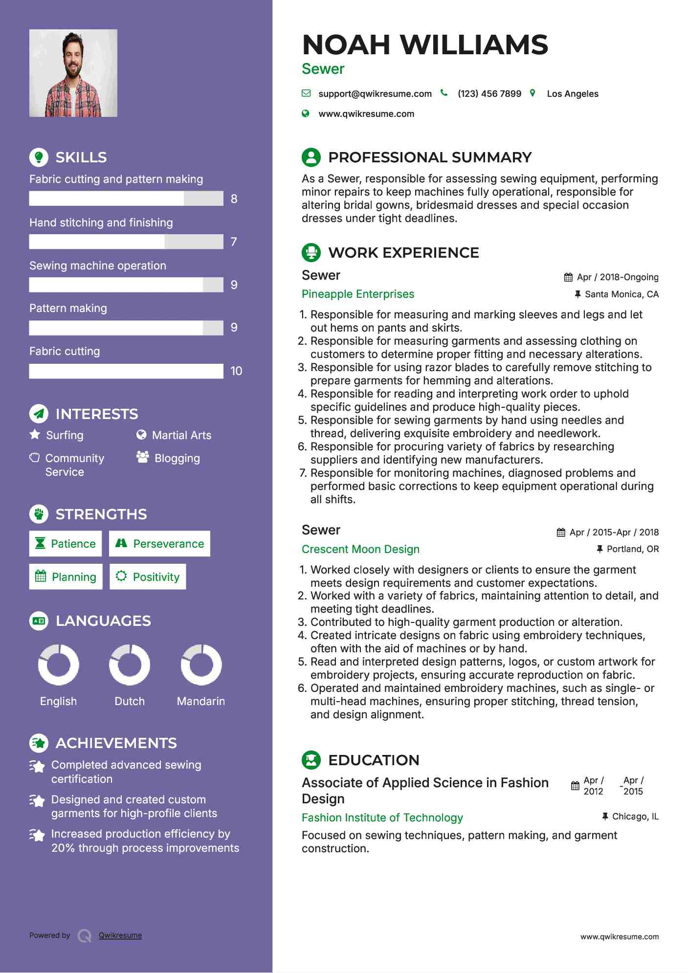 Sewer Resume Template