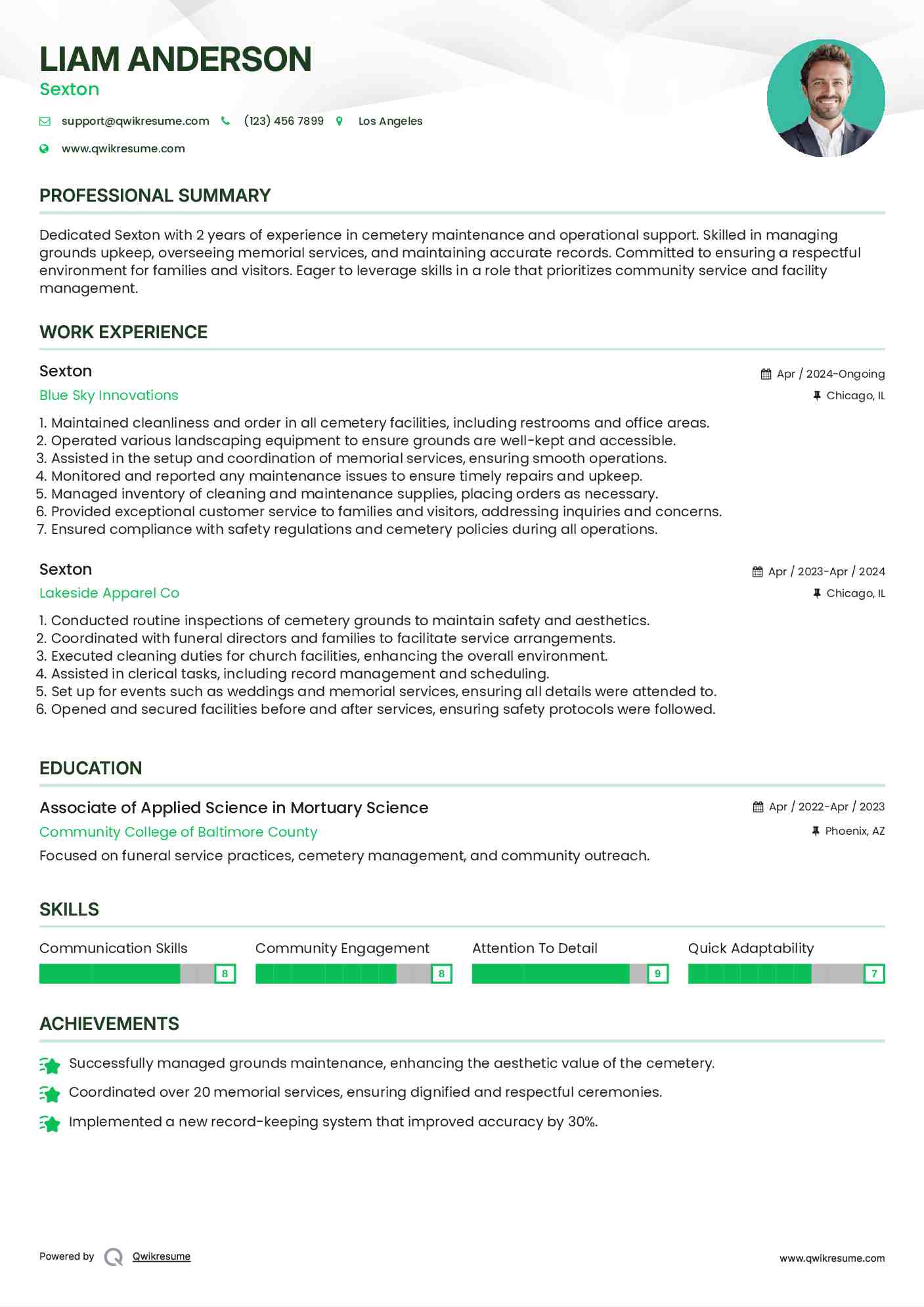 Sexton Resume Template