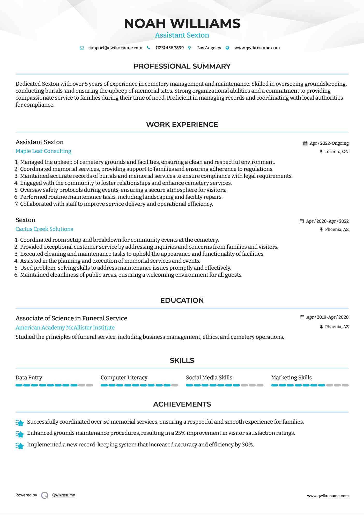 Assistant Sexton
 Resume Template