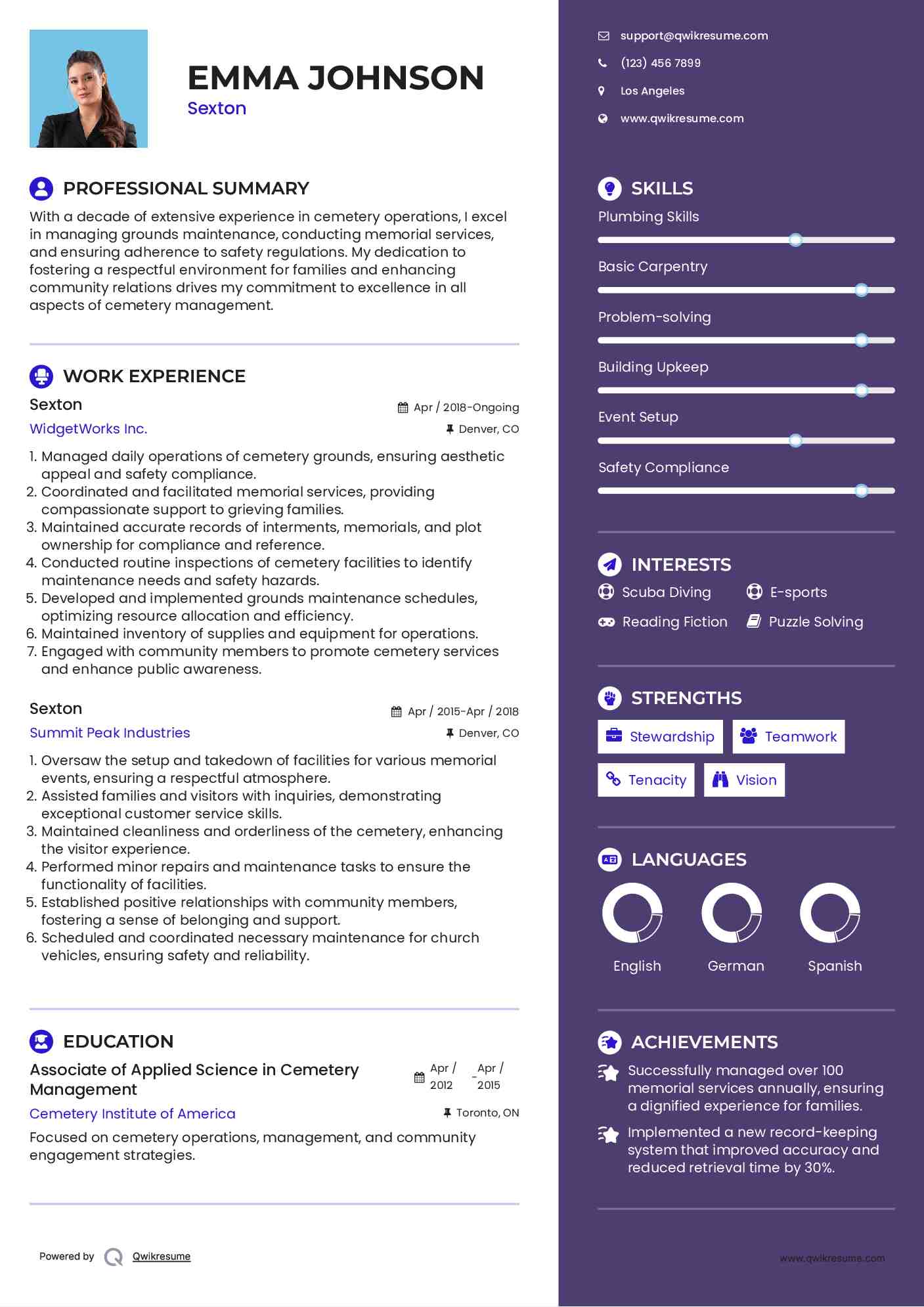 Sexton Resume Template
