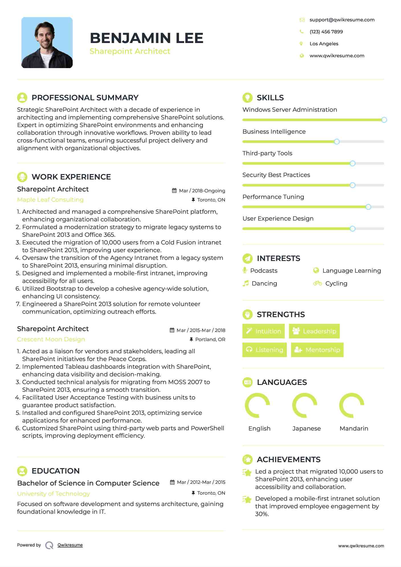 Sharepoint Architect Resume Samples QwikResume