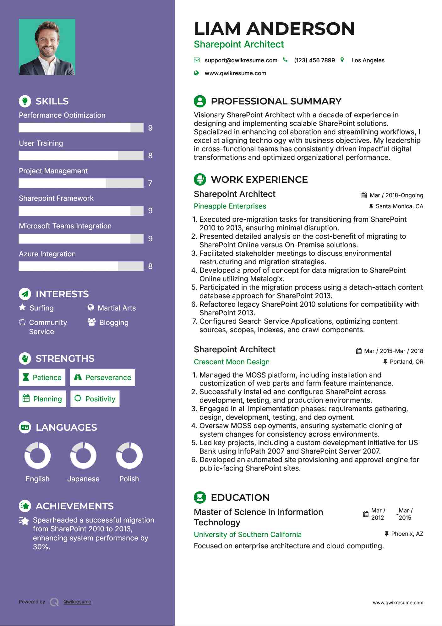 Sharepoint Architect Resume Template