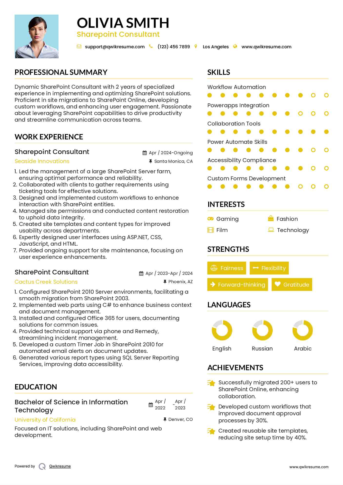 Sharepoint Consultant Resume Format