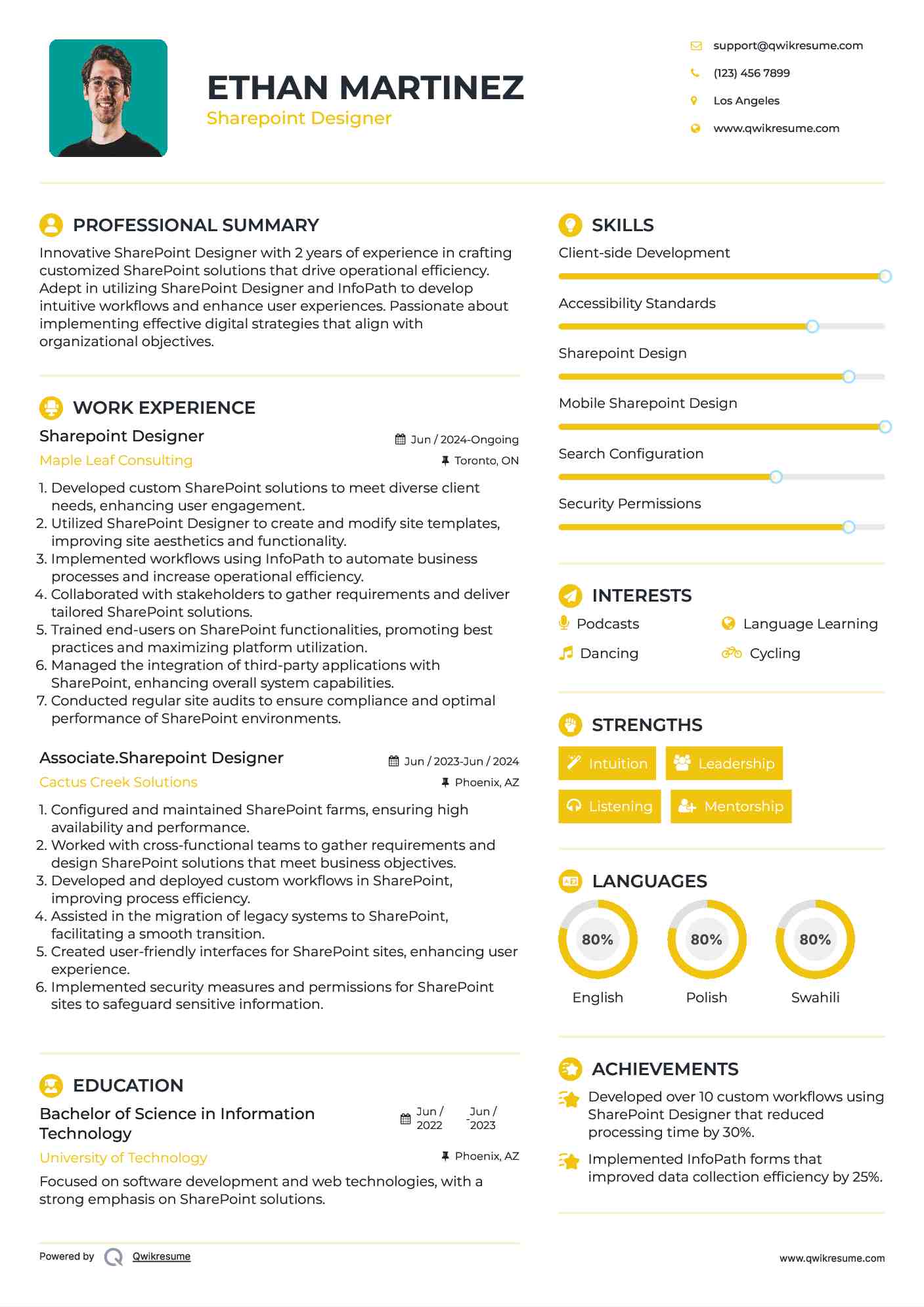 Sharepoint Designer Resume Sample