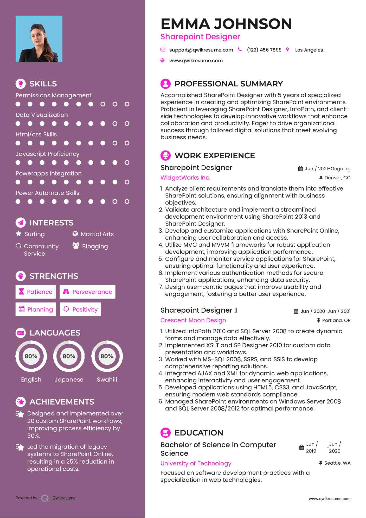 Sharepoint Designer Resume Format