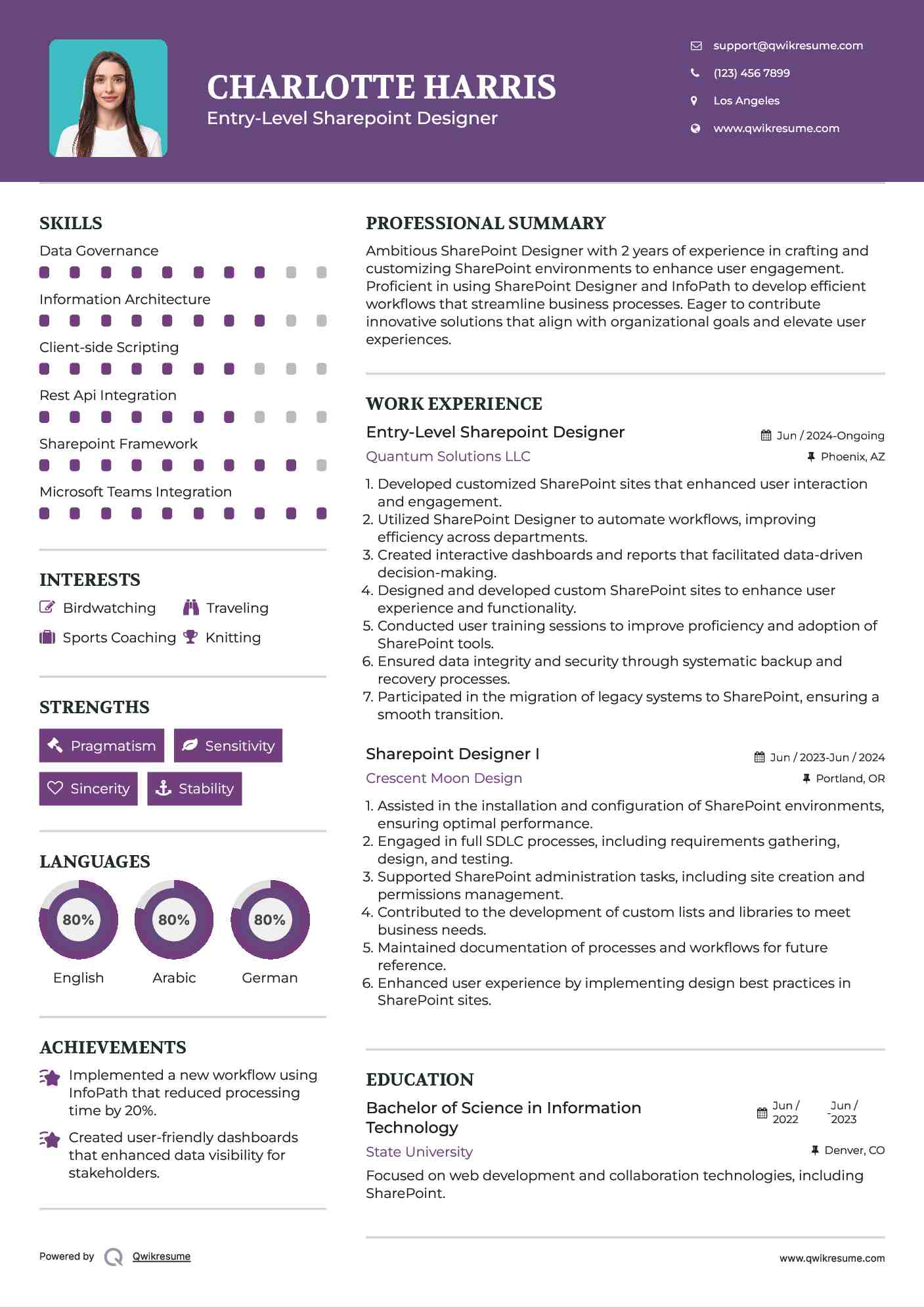 Entry-Level Sharepoint Designer Resume Sample