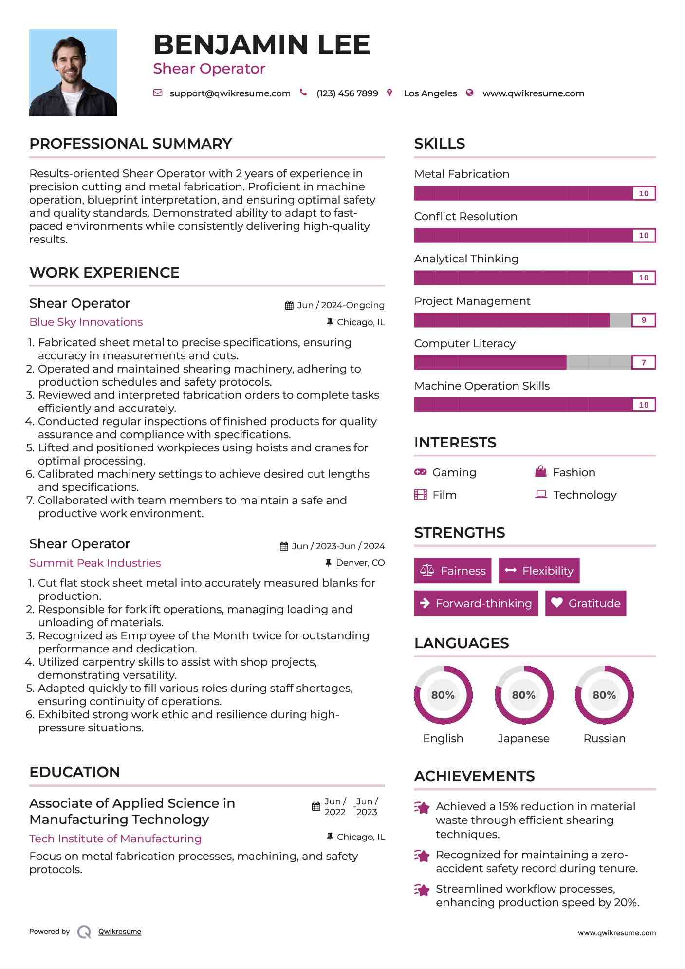 Shear Operator Resume Model