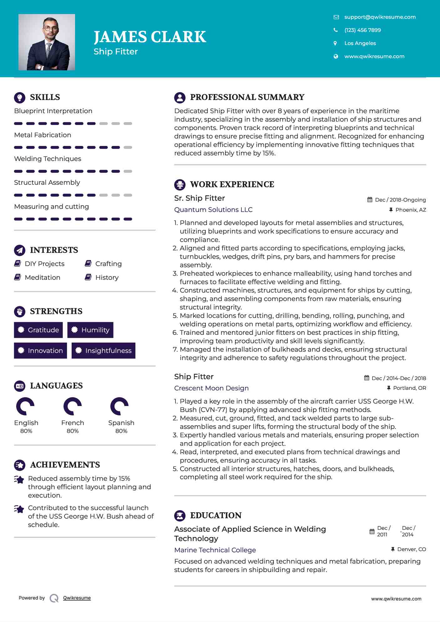 Sr. Ship Fitter Resume Format