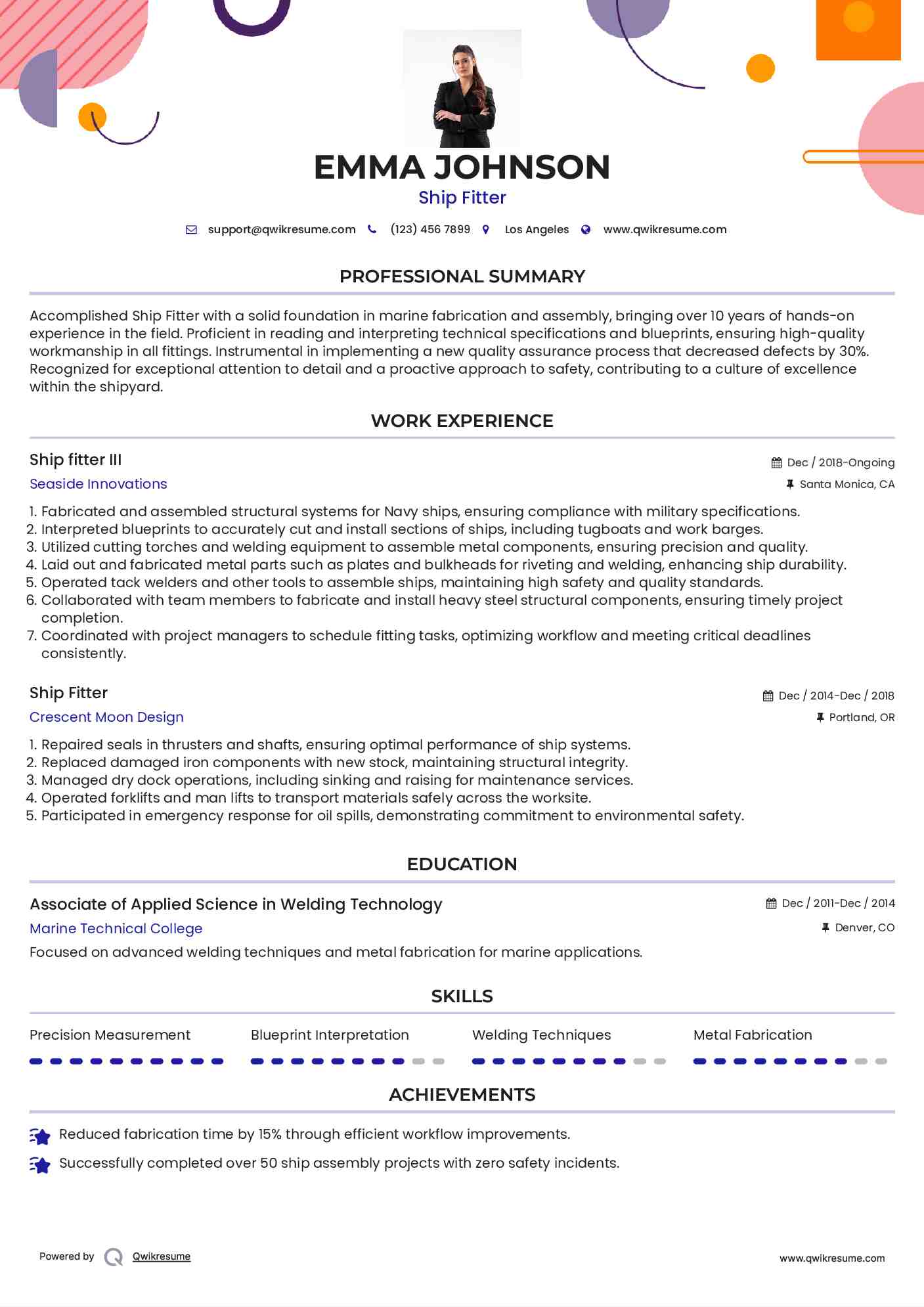 Ship fitter III Resume Template