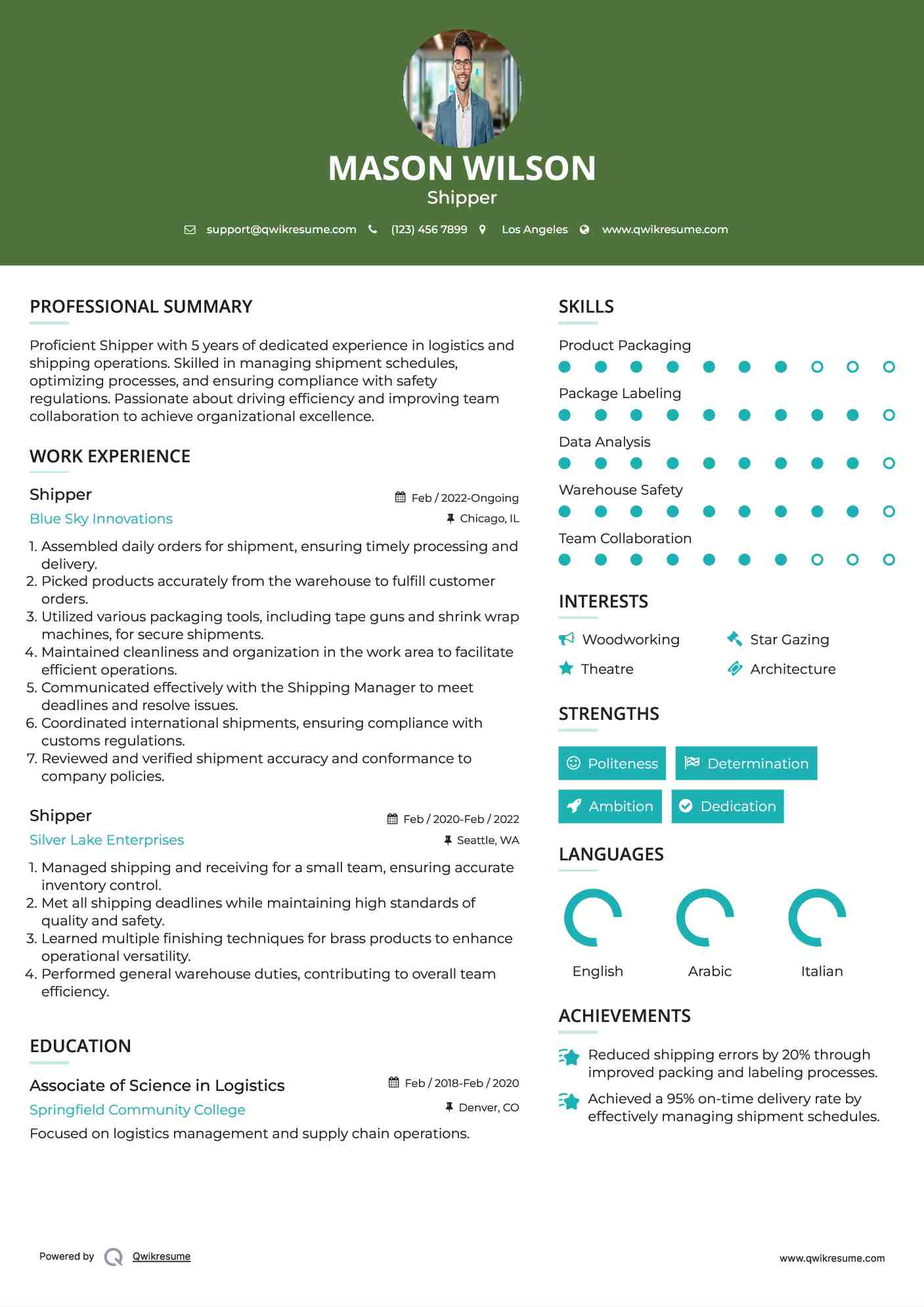 Shipper Resume Template