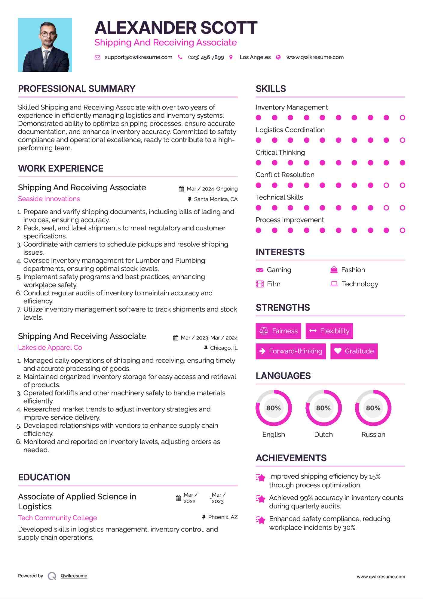 Shipping And Receiving Associate Resume Samples QwikResume