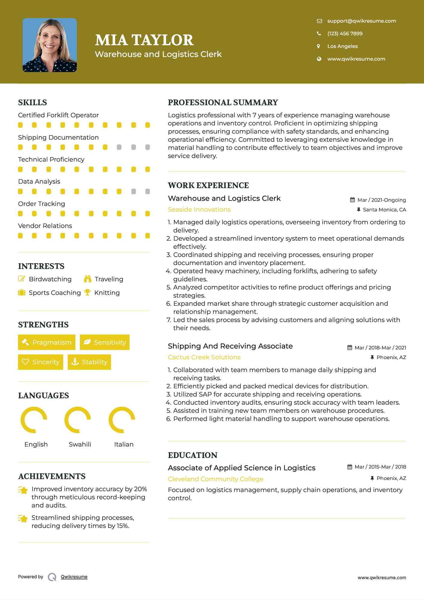 Shipping And Receiving Associate Resume Samples QwikResume