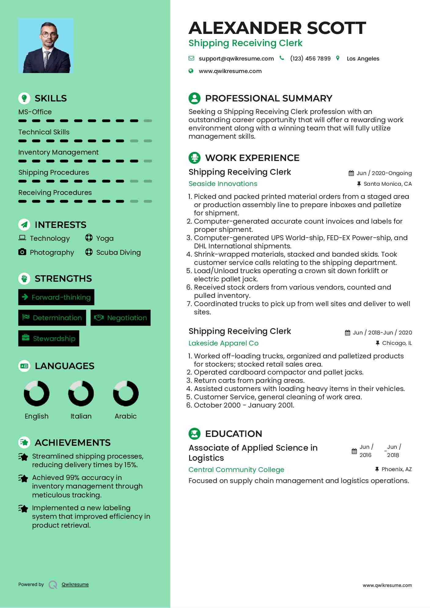 Shipping Receiving Clerk Resume Template