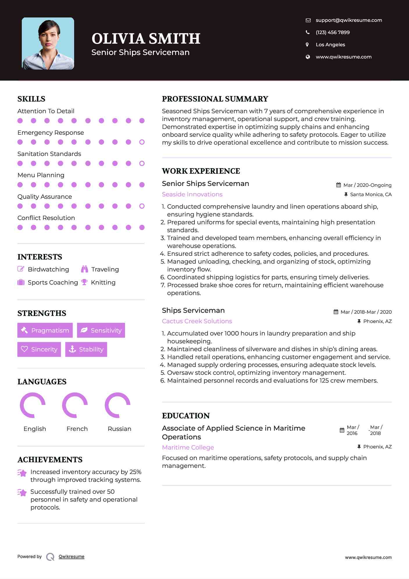 Senior Ships Serviceman Resume Format